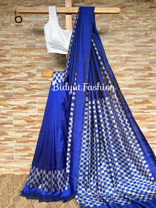 Handlooms of Odisha Nuapatna Ikat Silk Saree Blue color