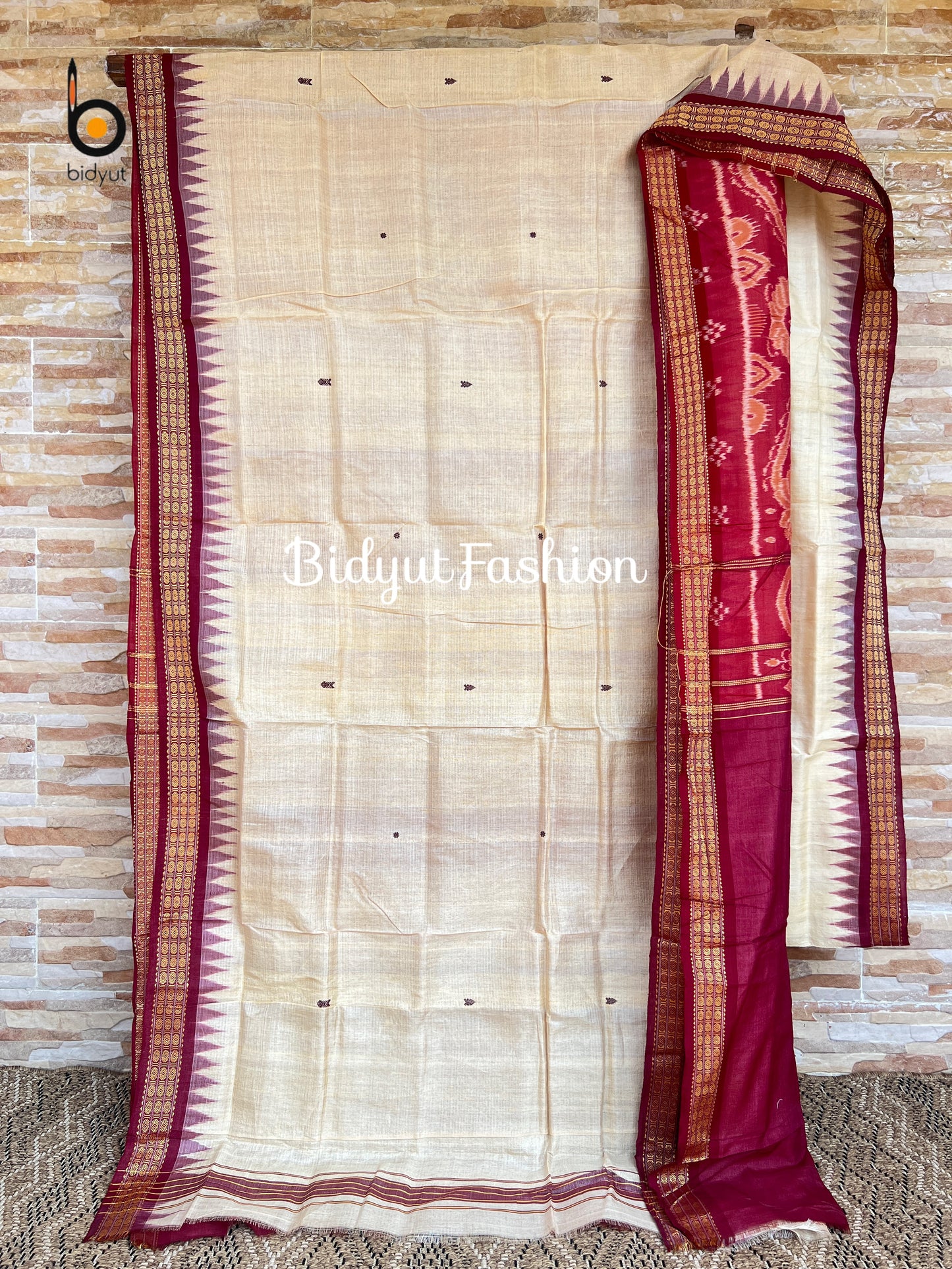 Handlooms of Odisha Santhal Tribal Tussar Silk Sarees Natural Beige Color