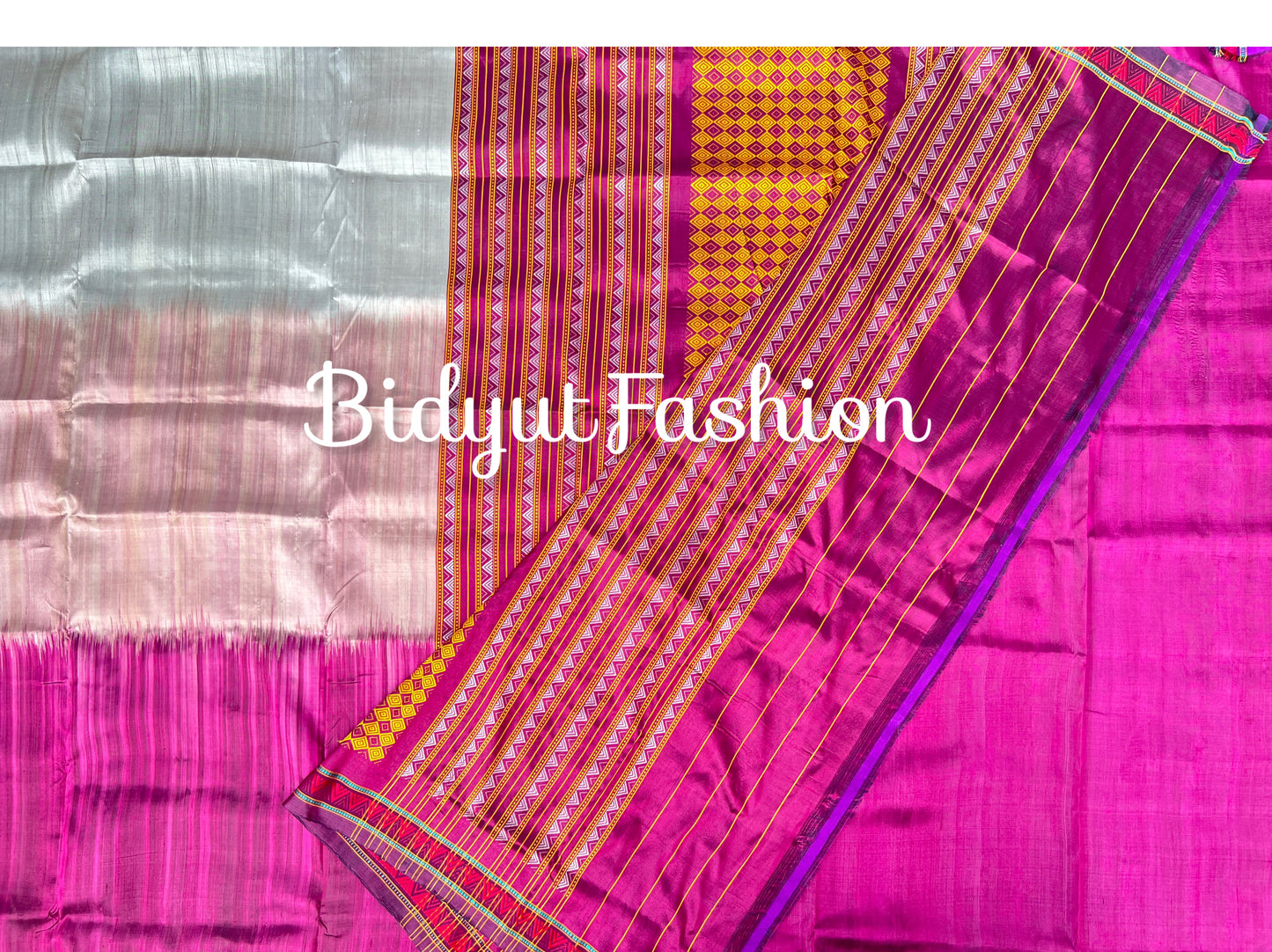 Odisha handloom| Dongria design| Nuapatna Ikat Silk Saree Beige Burgundy dual shade
