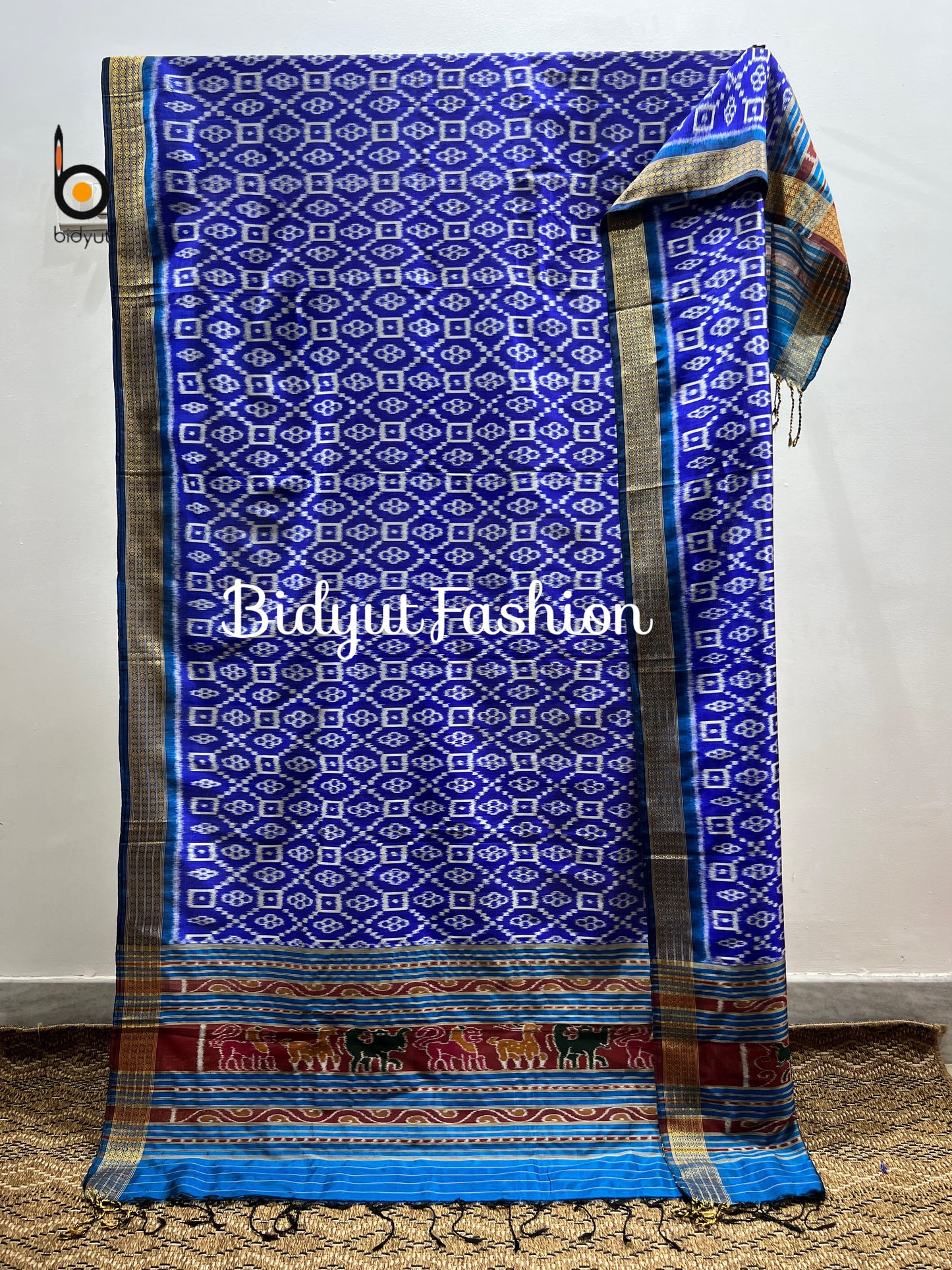 Handlooms of Odisha Ikat Silk Dupatta Blue color