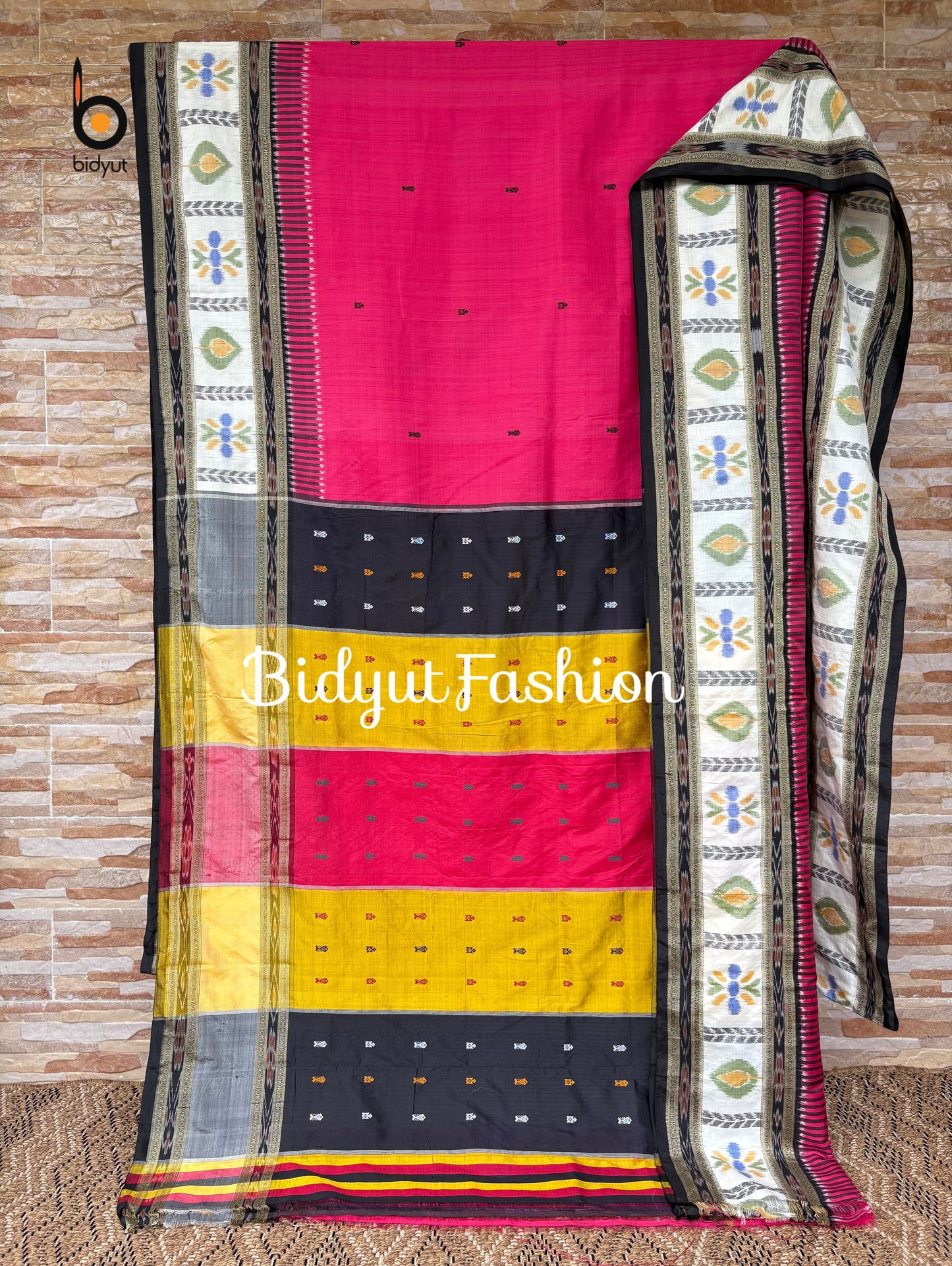 Handlooms of Odisha Nuapatna Ikat Silk Saree Pink color