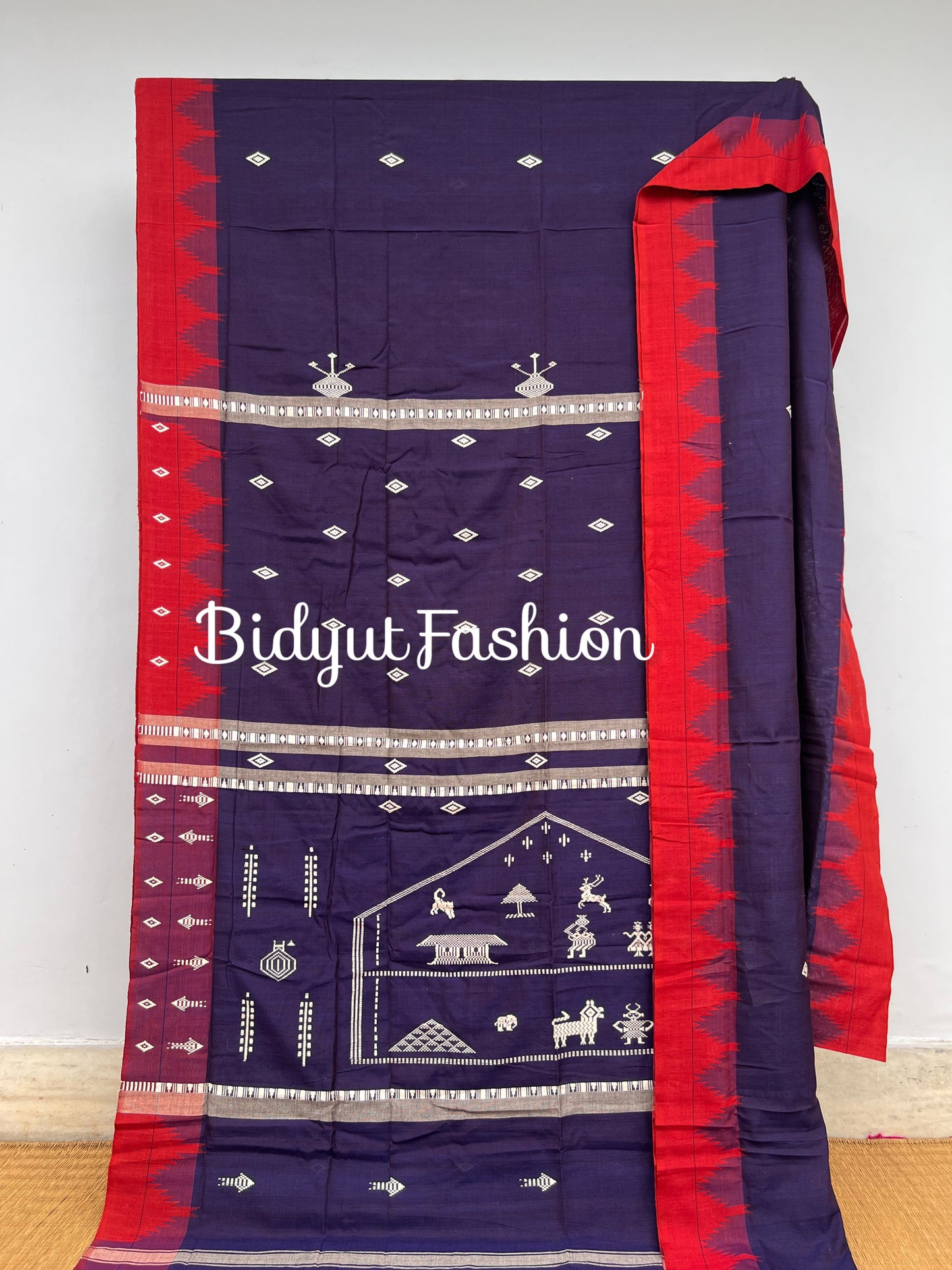 Handloom of Odisha Kotpad Tribal Cotton Saree in Indigo color