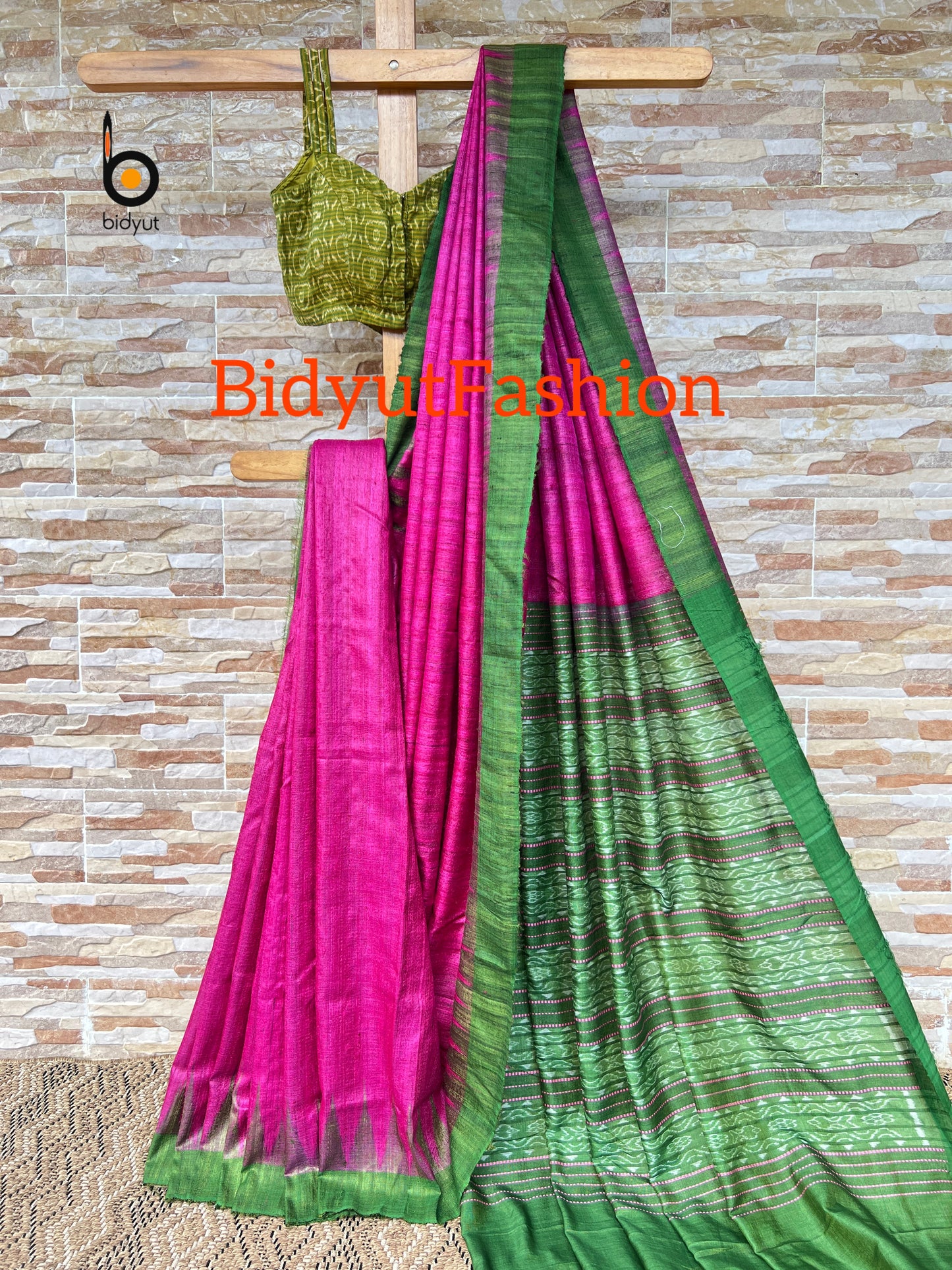 Handlooms of Odisha| Gopalpur Ghicha Tussar Silk Saree - Pink Color