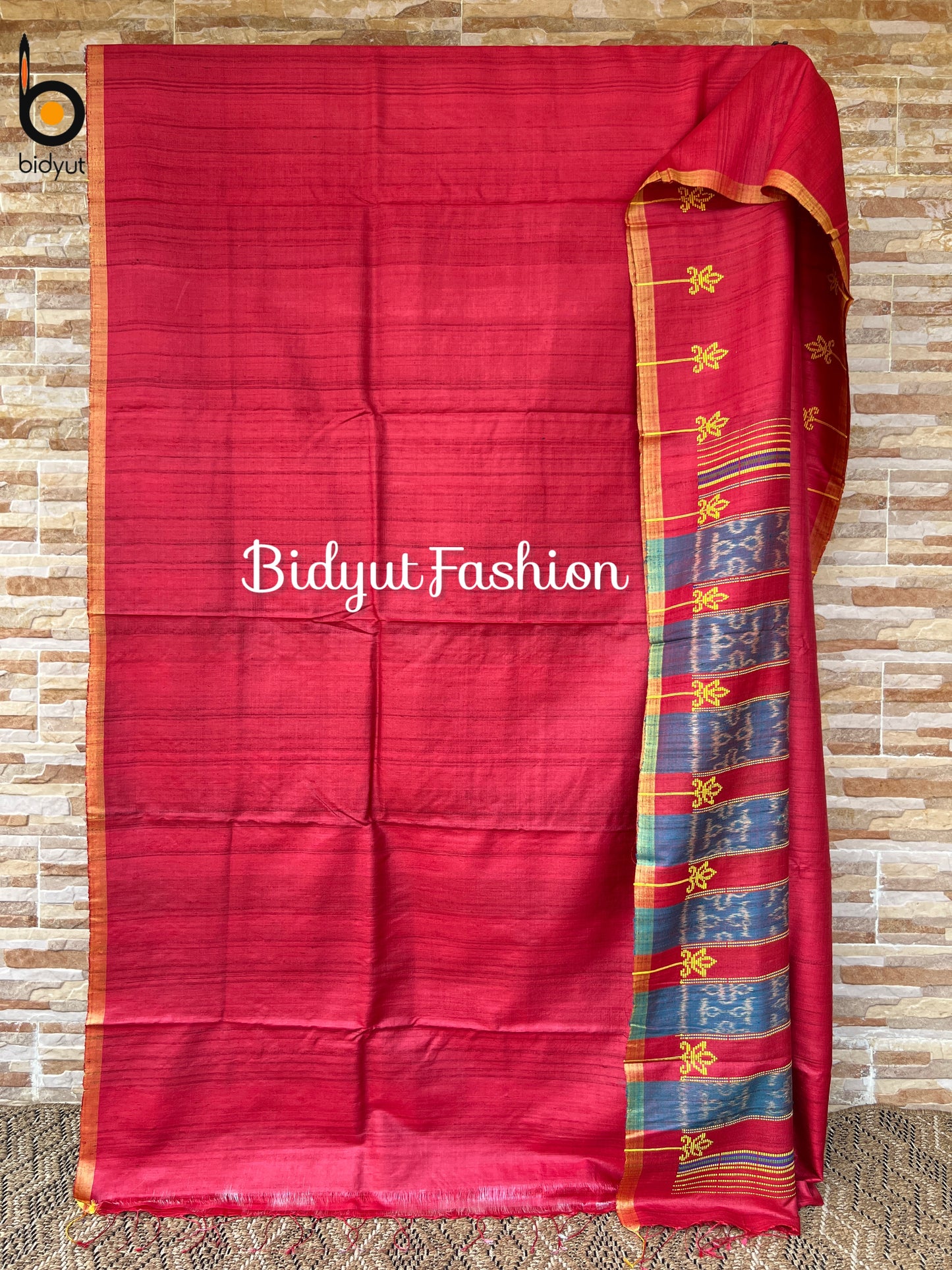 Handlooms of Odisha Gopalpur Tussar Silk Saree Red Color