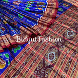 Odisha handloom Blue color Nabakothi Khandua Ikat Silk Saree
