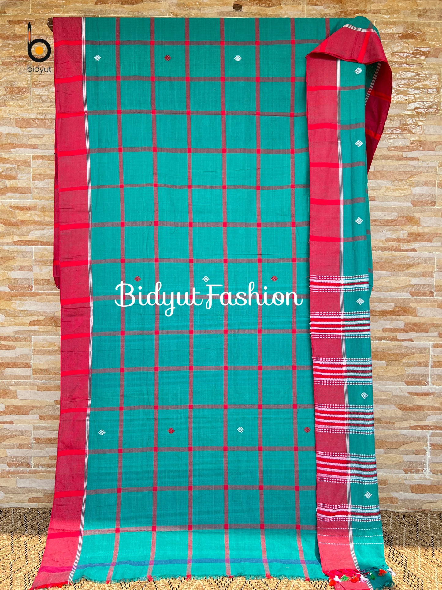 Handlooms of Odisha Santhal Tribal Cotton Sarees Green color