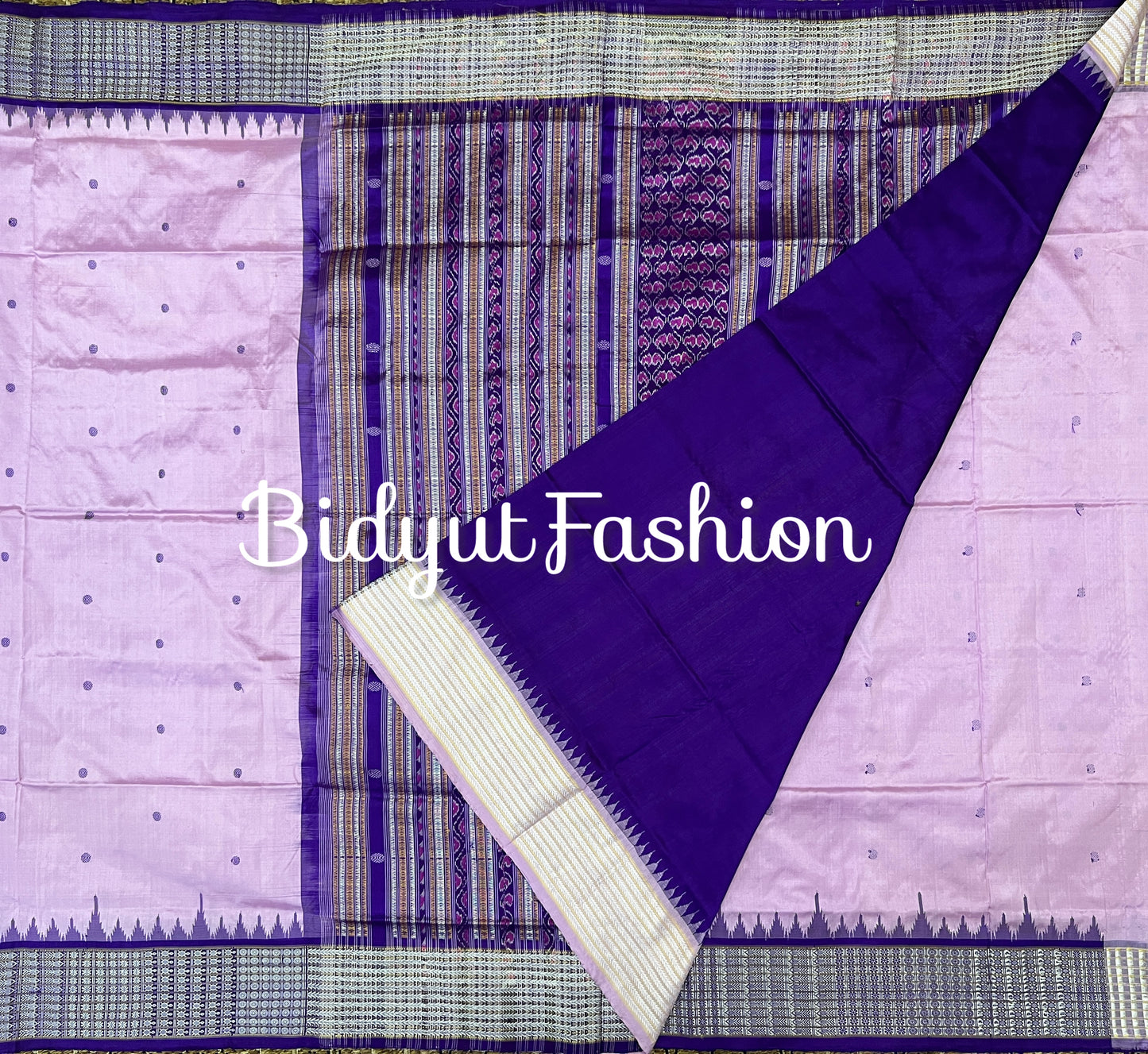 Masterpiece of Odisha handloom Dasphulia Silk Saree lavender color | Bomkai with Sambalpuri Ikat work