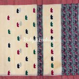 Assam Handloom Cotton Saree - Natural color sari