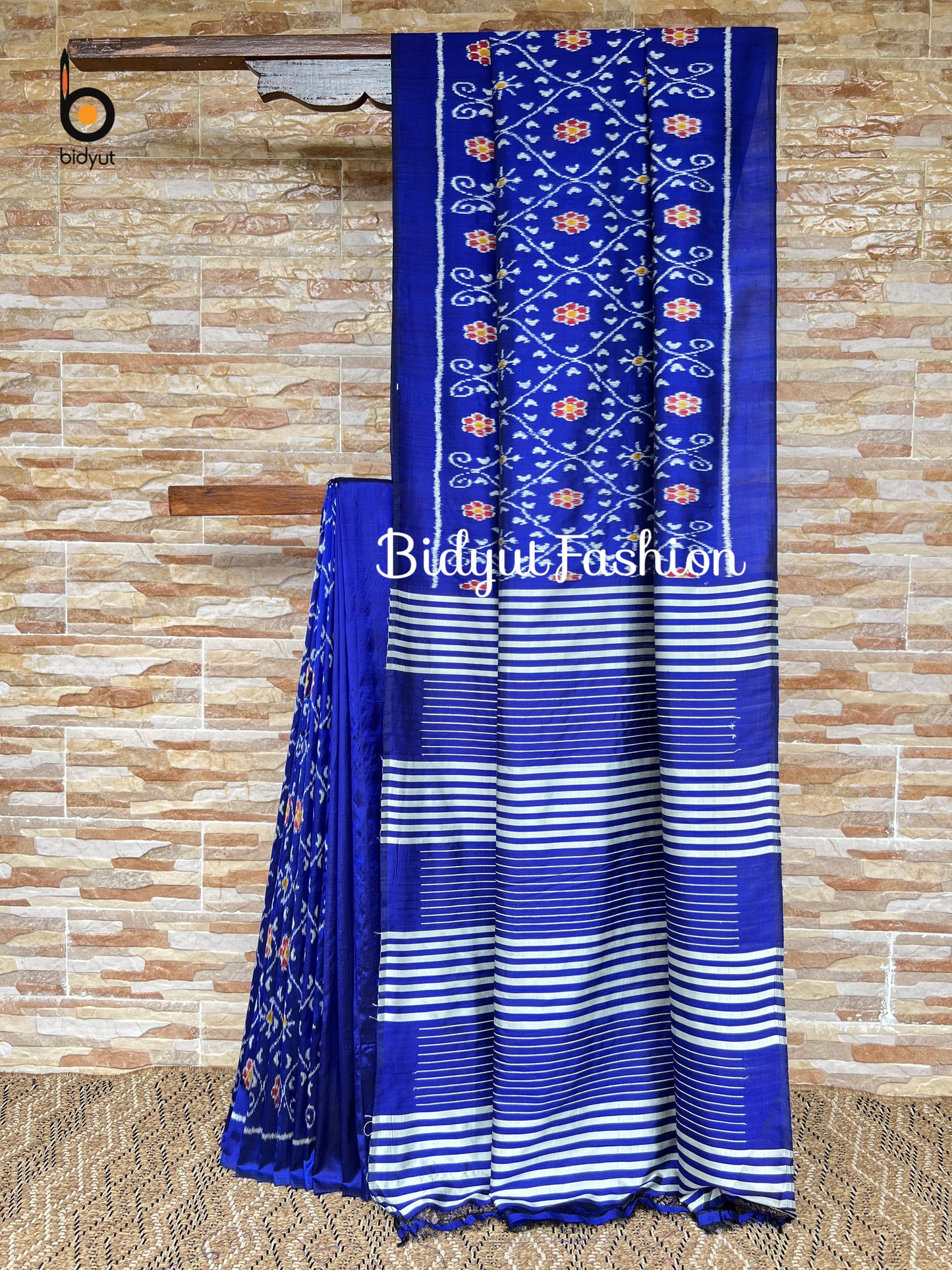 Handlooms of Odisha Nuapatna Ikat Silk Saree blue color