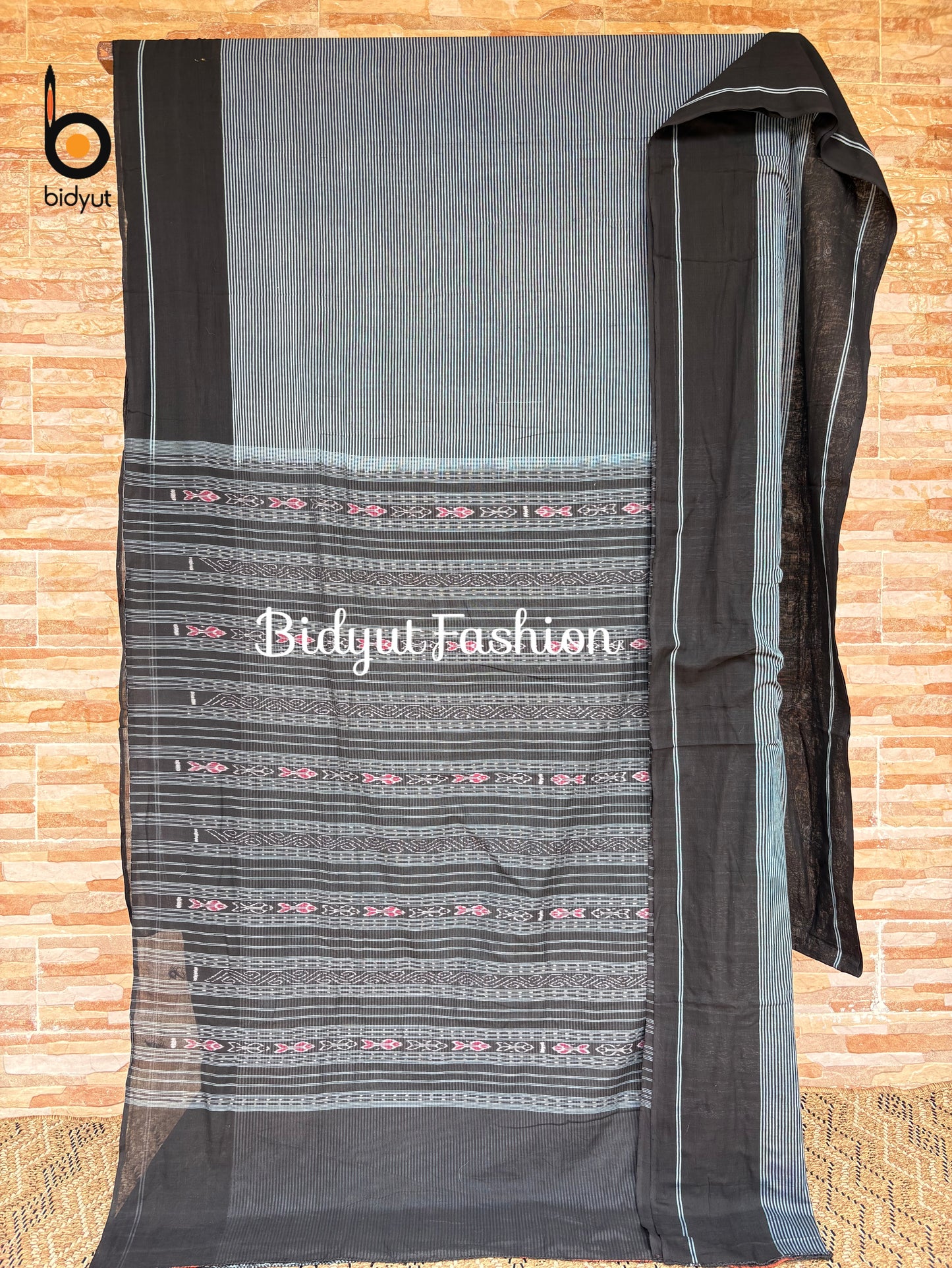 Handlooms of Odisha Sambalpuri Ikat Cotton Saree Grey Color
