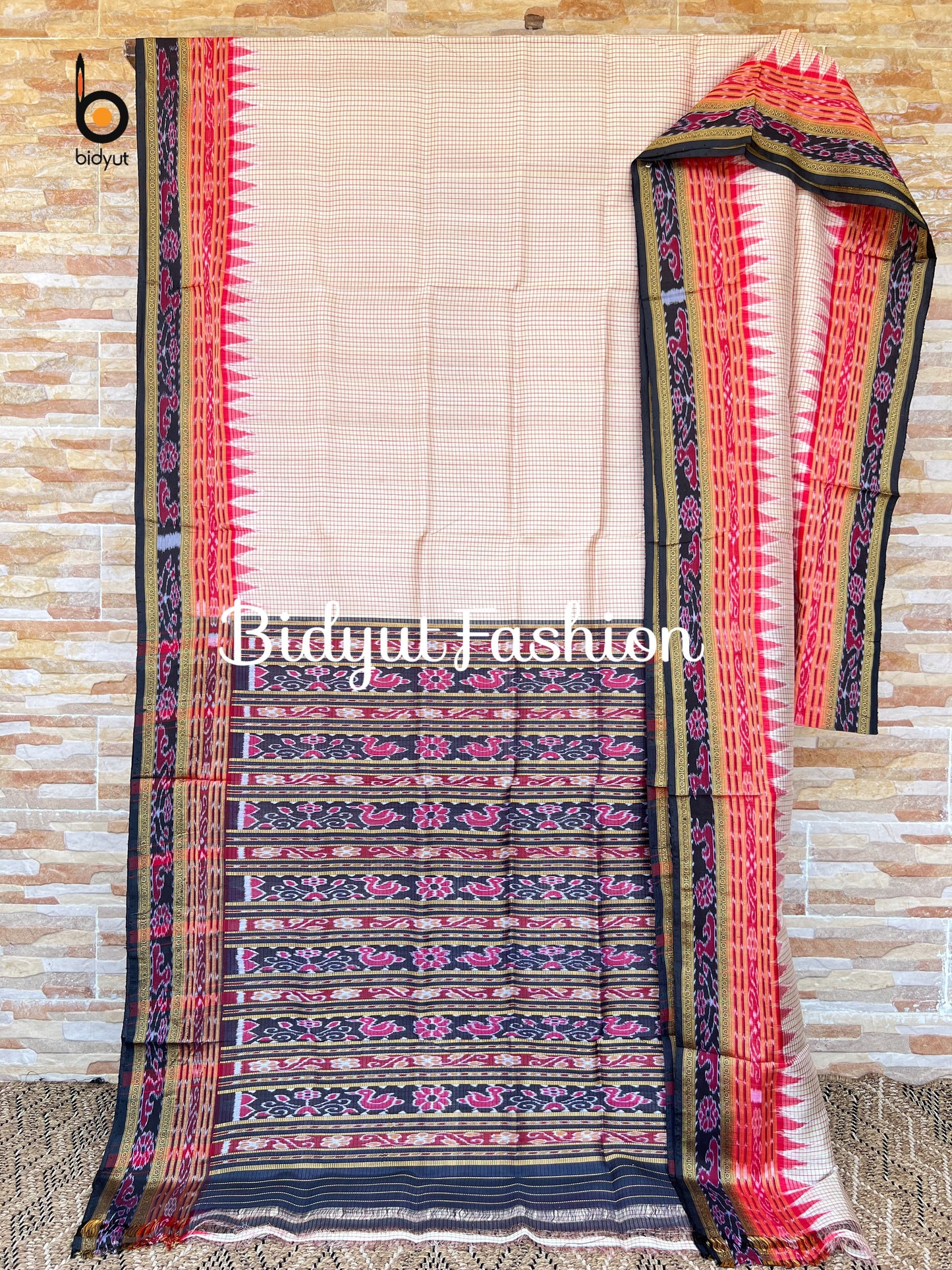 Handlooms of Odisha Sachipar Nuapatna Khandua Ikat Silk Sarees Rose gold color