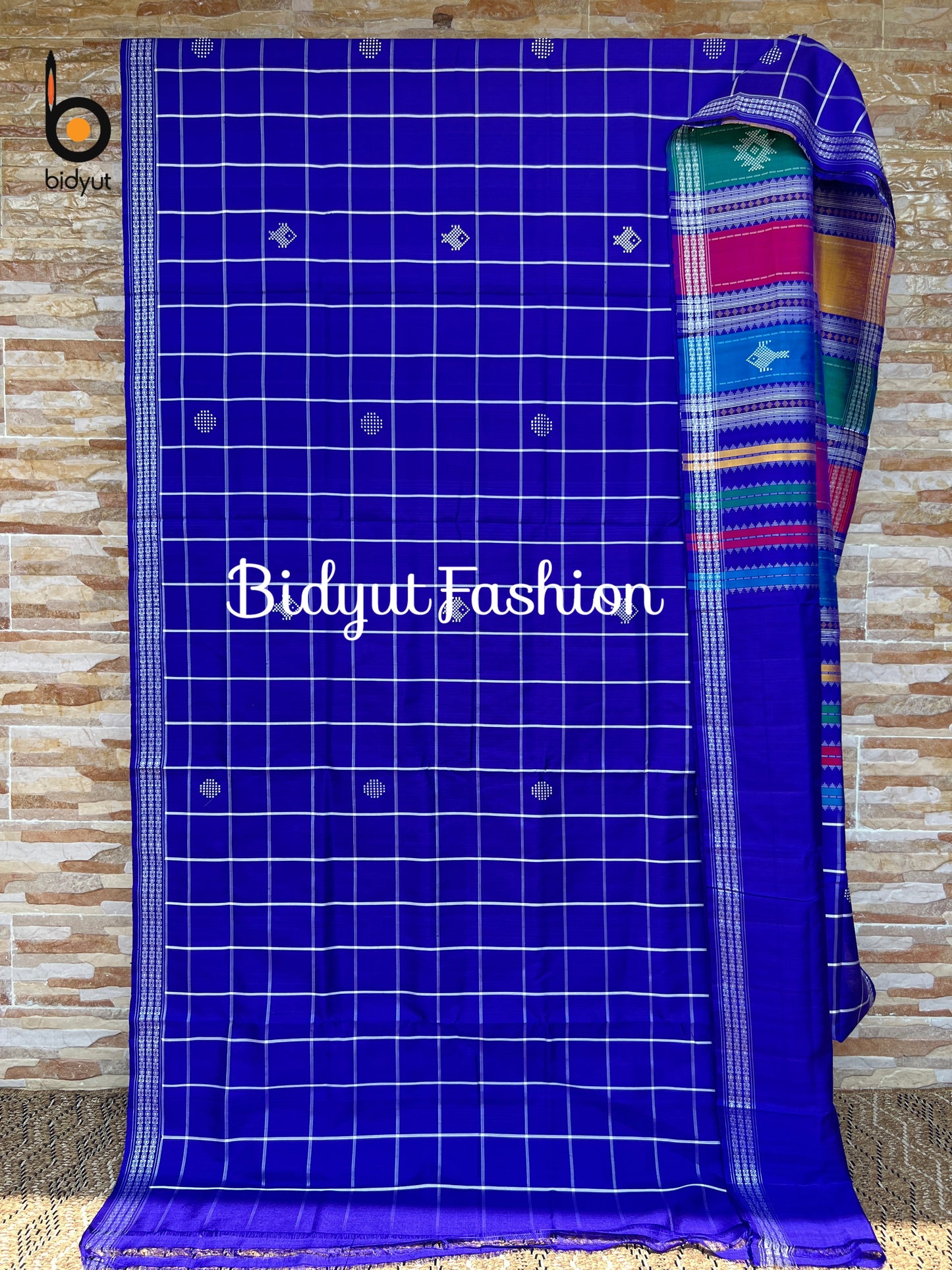Handlooms of Odisha Berhampuri Double Palla Silk Saree Blue Color