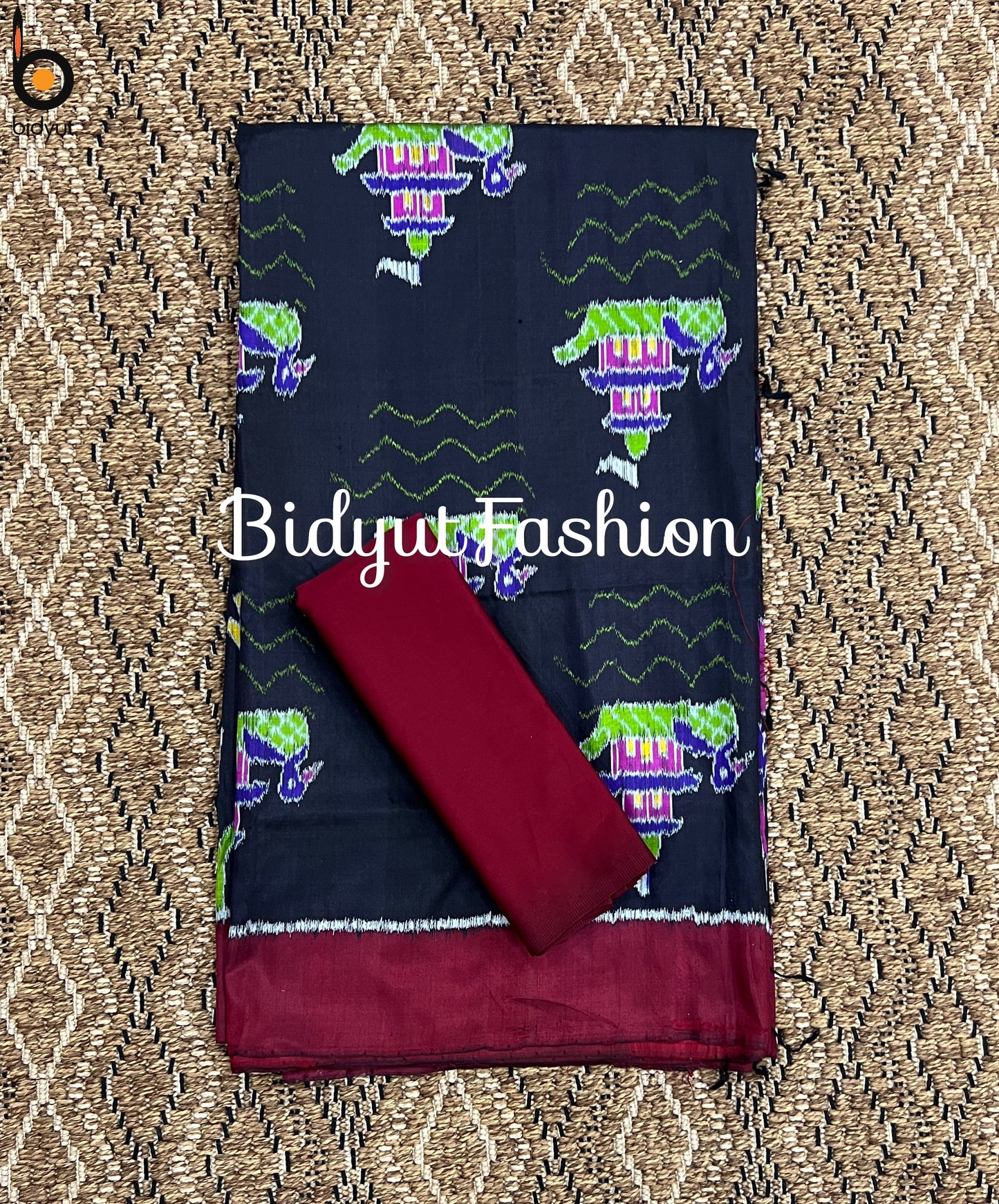 Handlooms of Odisha Nuapatna Ikat Silk Balijatra Special motif Saree Black color
