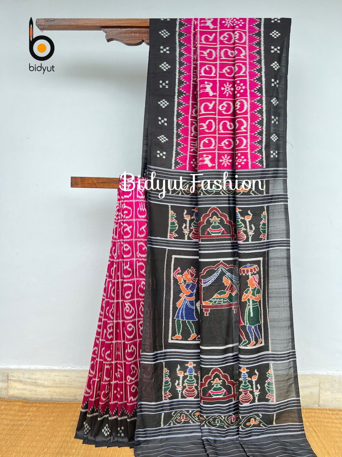 Odia Varnamala Nuapatna Ikat Silk Saree | Odia Alphabet Motif