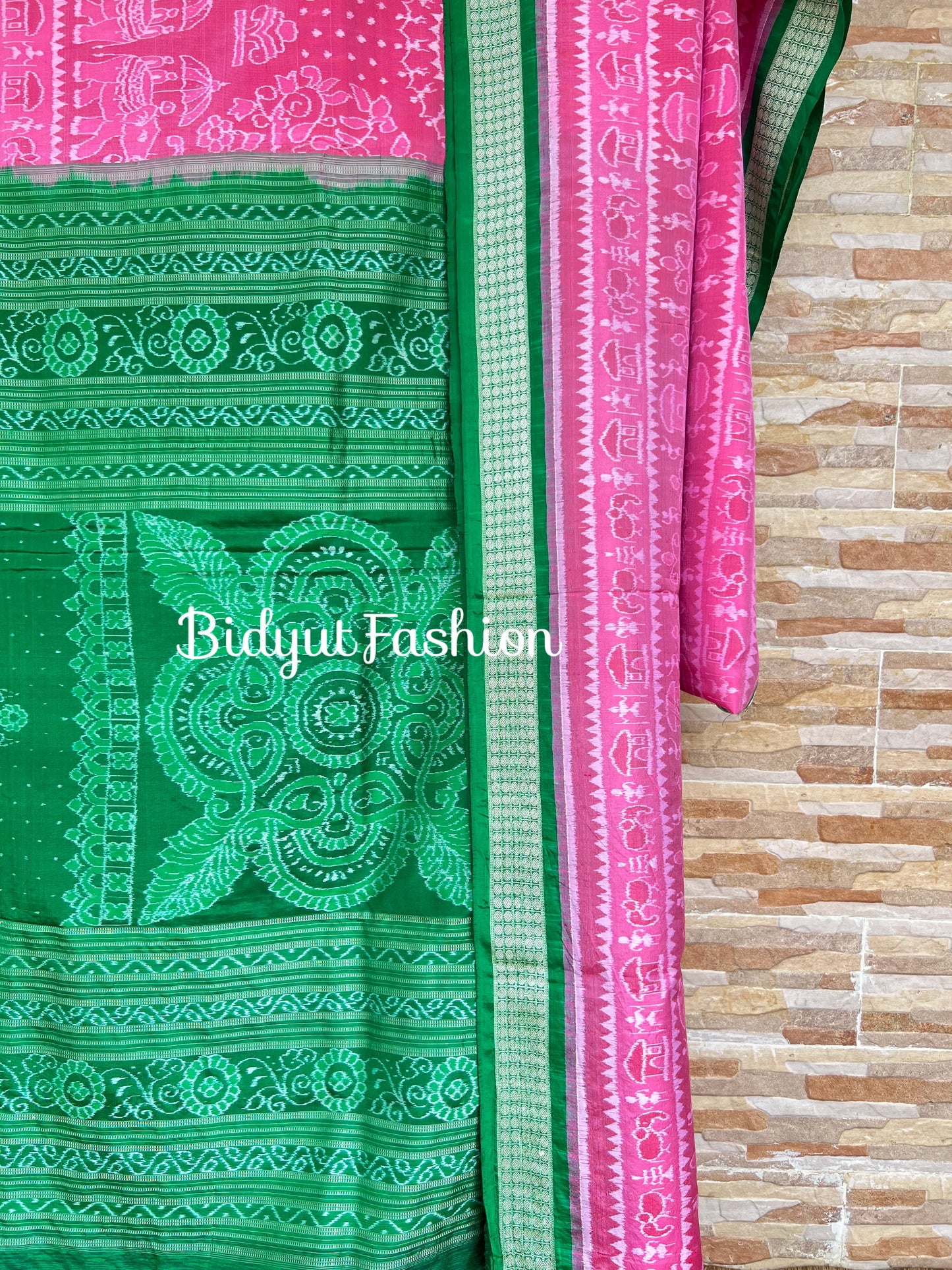 Handlooms of Odisha Sambalpuri Ikat Silk Saree Pink color