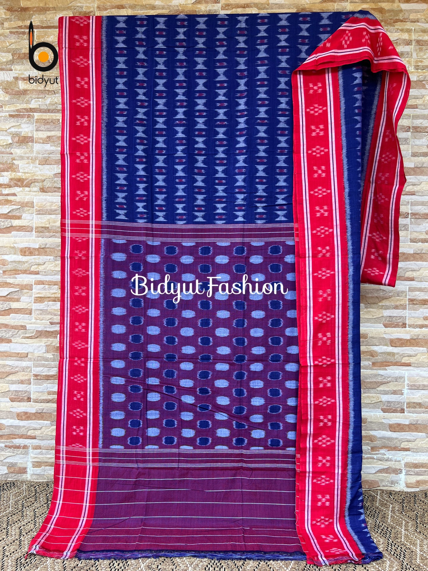 Odisha handloom Nuapatna Maniabandha Ikat Cotton Saree Blue color