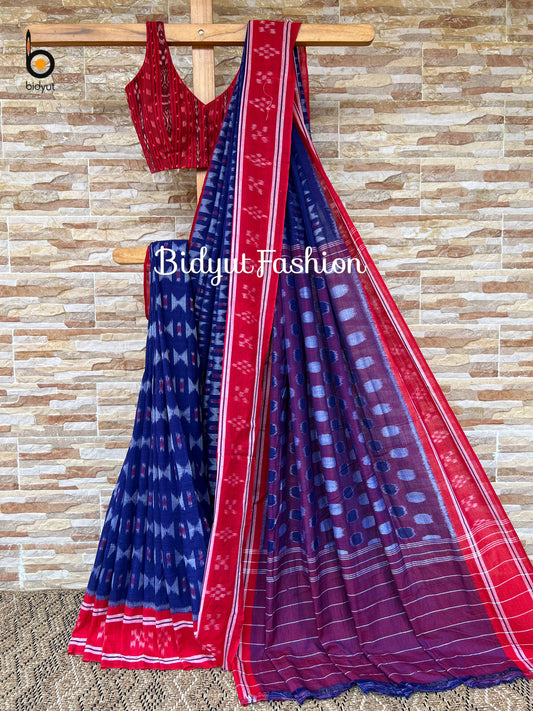 Odisha handloom Nuapatna Maniabandha Ikat Cotton Saree Blue color