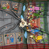Odisha Pattachitra Handpainting on Vidharbha Tussar Silk Saree