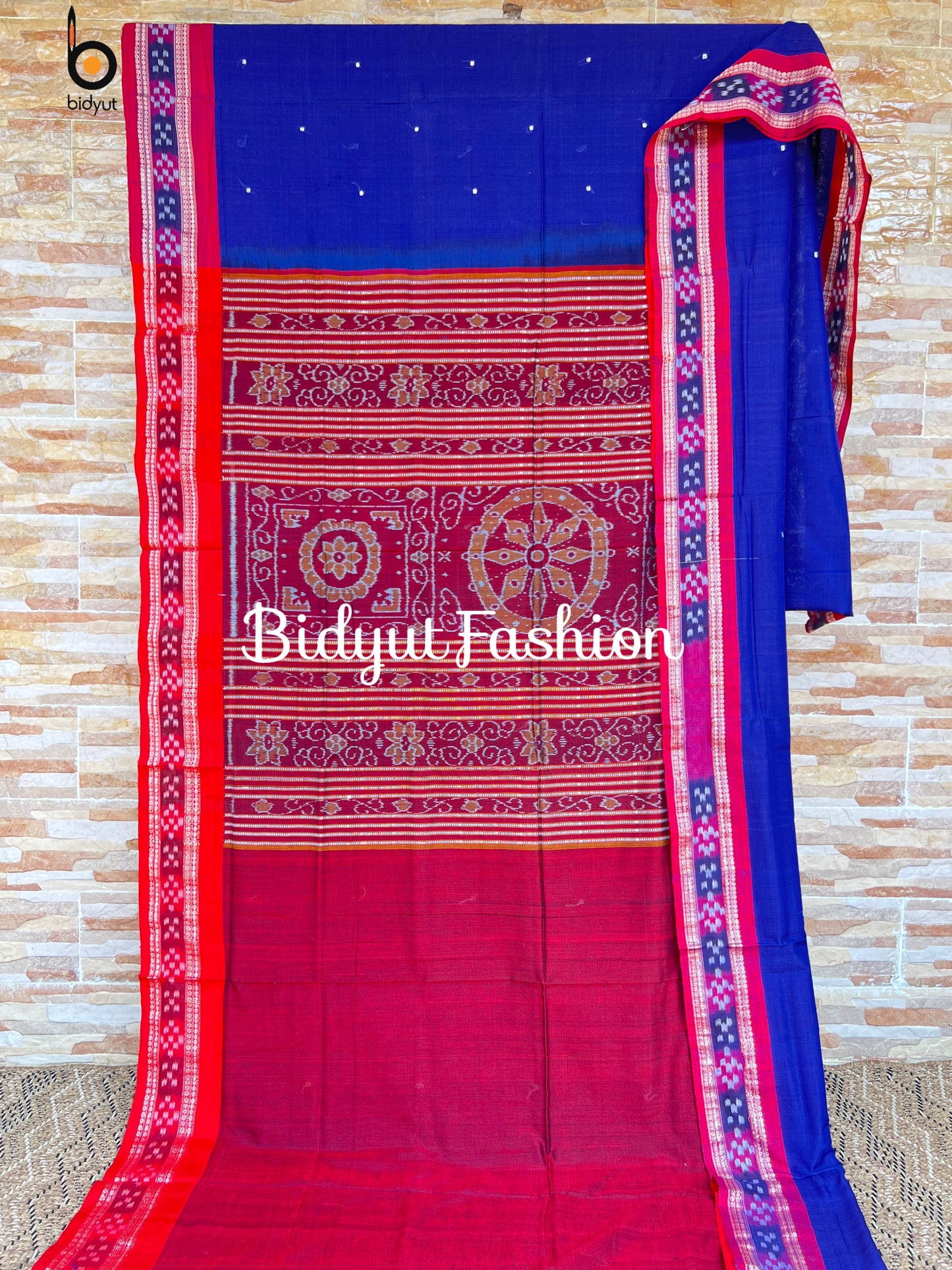 Handlooms of Odisha Sambalpuri Ikat Cotton Saree Blue Color