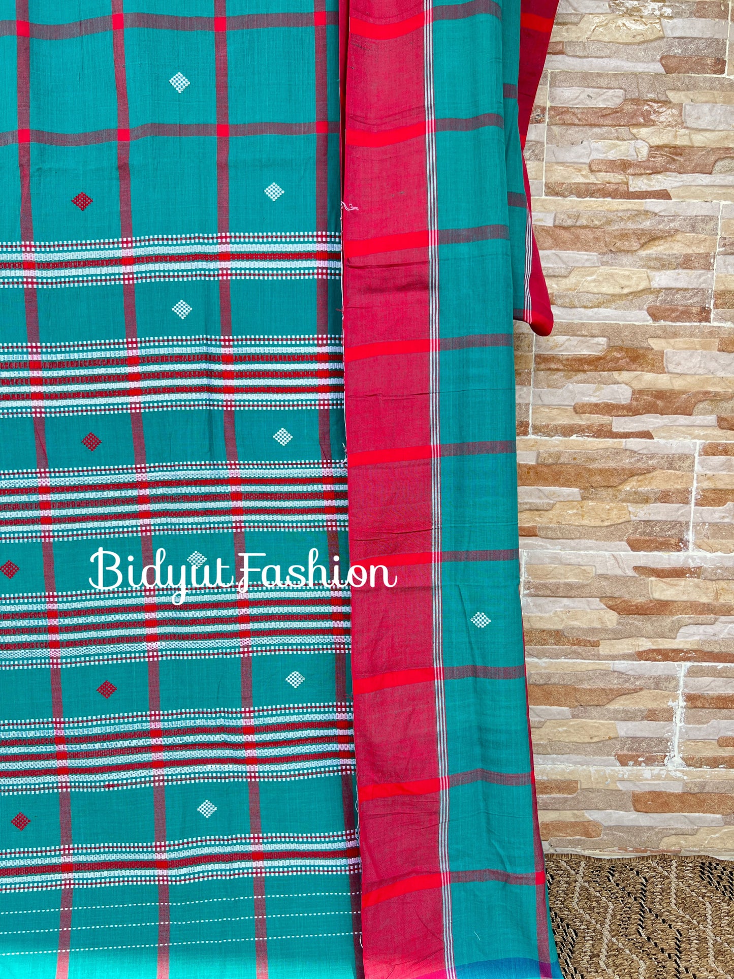 Handlooms of Odisha Santhal Tribal Cotton Sarees Green color