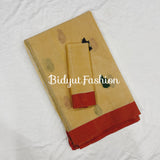 Assam Handloom Cotton Saree - Natural color sari