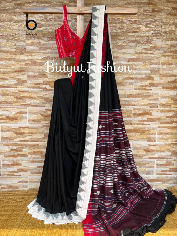 Odisha handloom Kotpad natural dye cotton saree - Bidyut Fashion