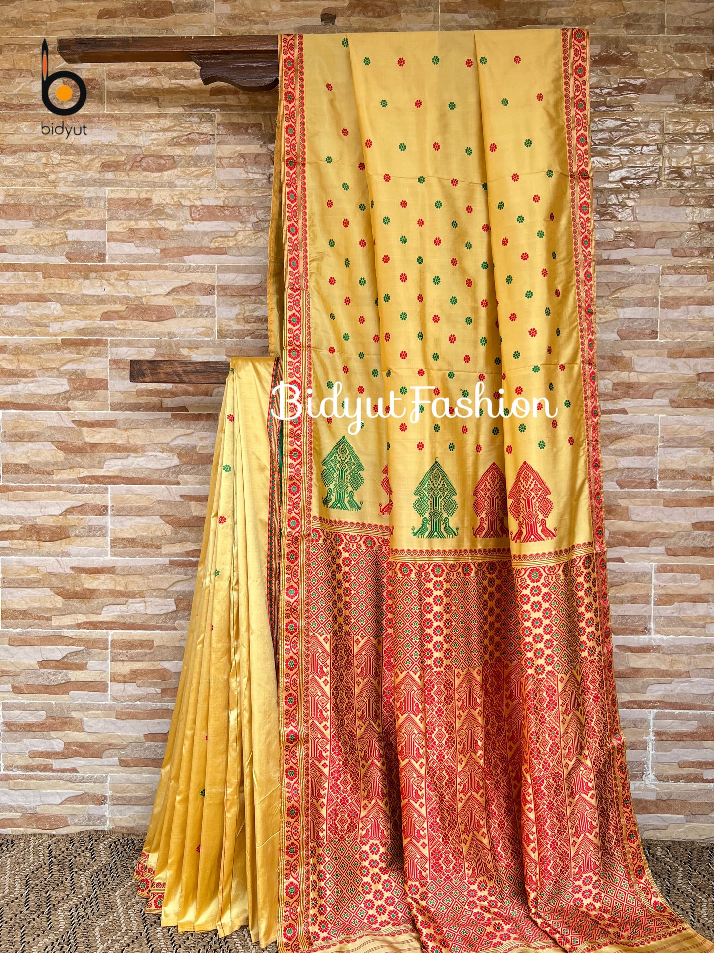 Handlooms of Assam Paat Silk Saree Beige Color