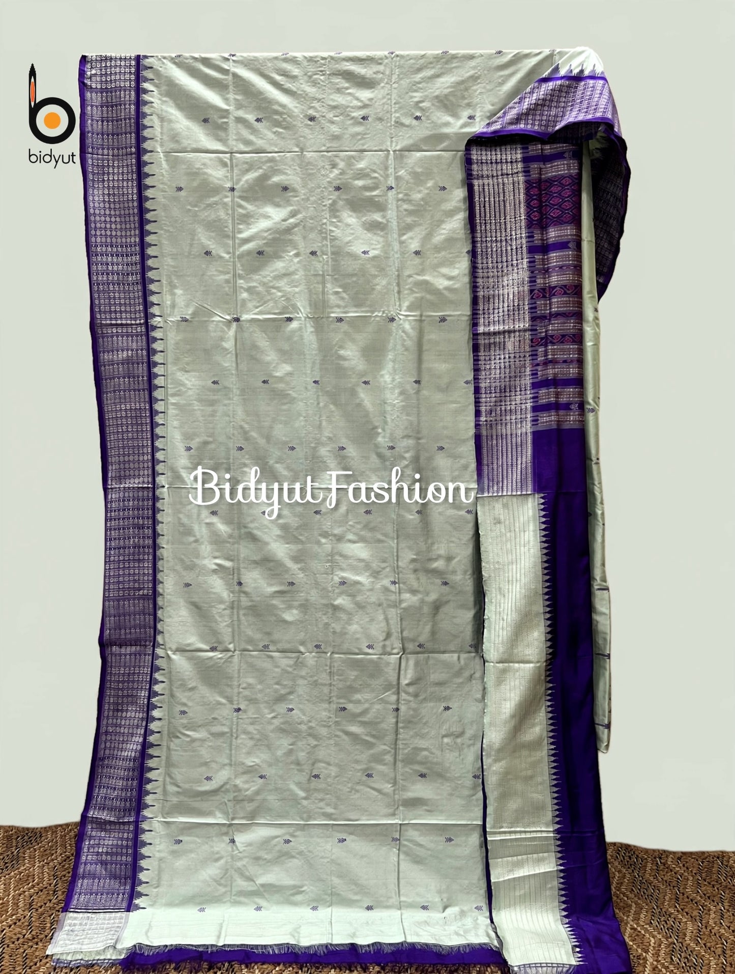 Masterpiece of Odisha handloom Dasphulia Silk Saree mint green color | Bomkai with Sambalpuri Ikat