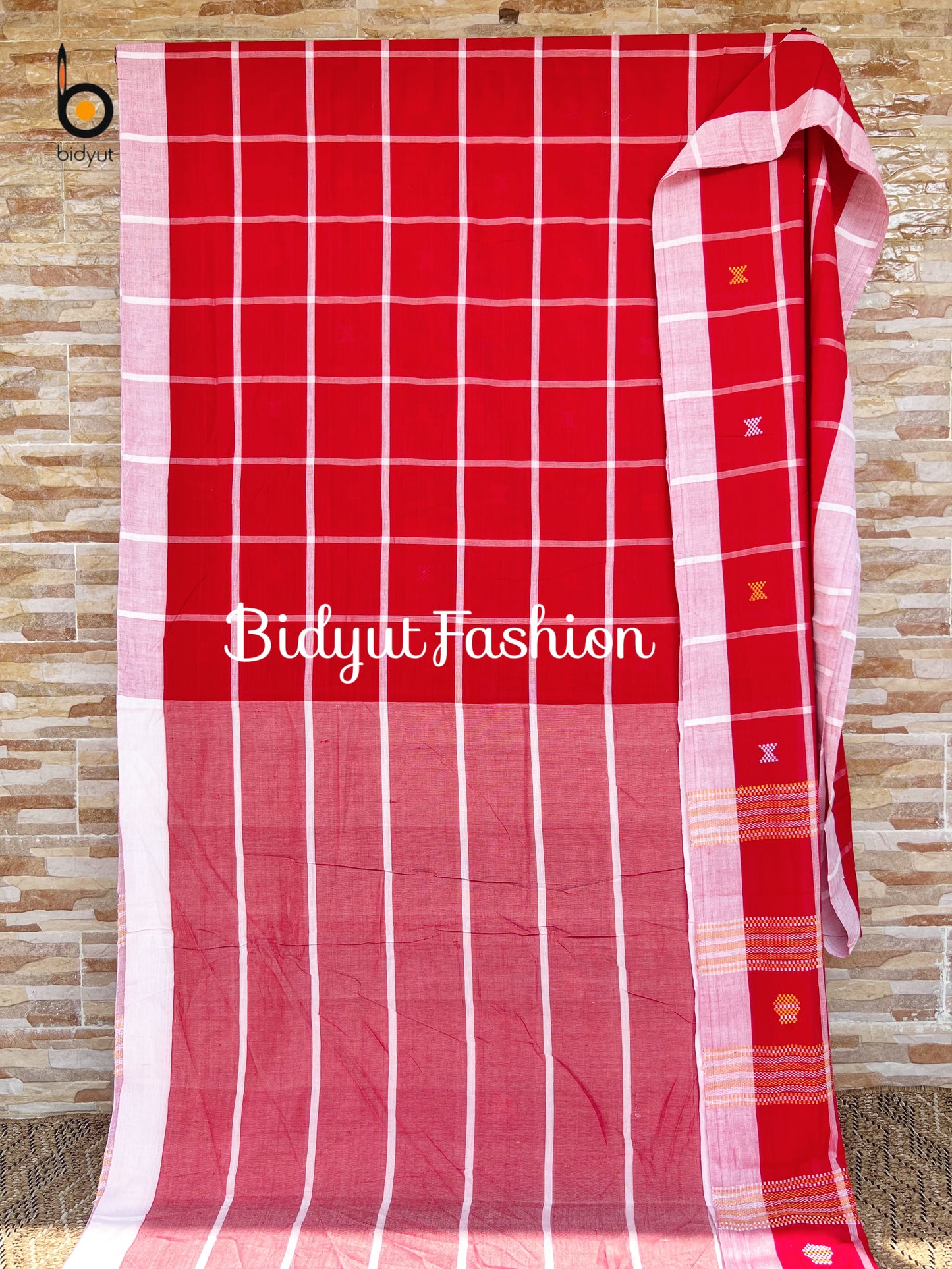 Handlooms of Odisha Santhal Tribal Cotton Sarees Red color