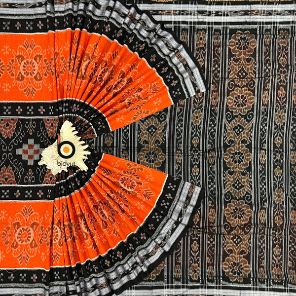Odisha handloom Orange Color Ikat Cotton Saree