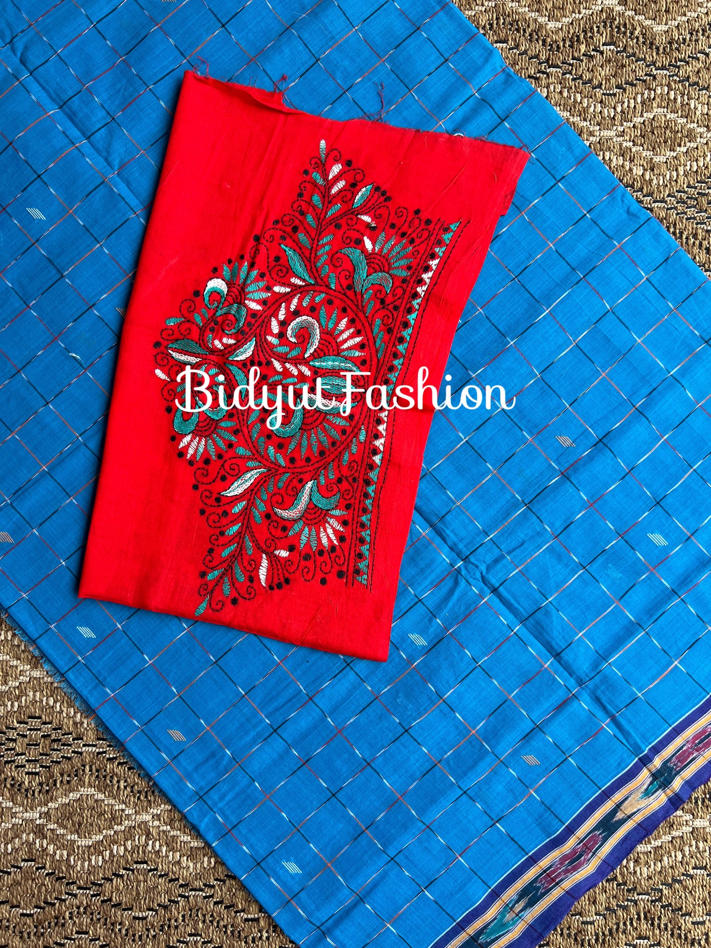Handlooms of Odisha Jagatsinghpur Suta Ikat Cotton saree Blue color