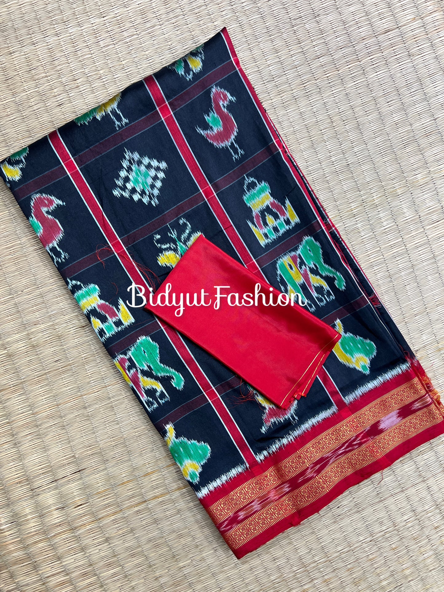 Bold Black  Nabakothi | Nuapatna Ikat Khandua Sarees | Odisha Handloom Collection at Bidyut Fashion House