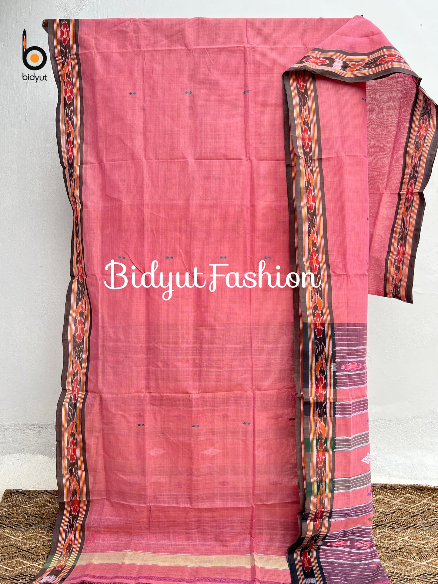 Handlooms of Odisha Jagatsinghpur Suta Ikat Cotton saree Pink color
