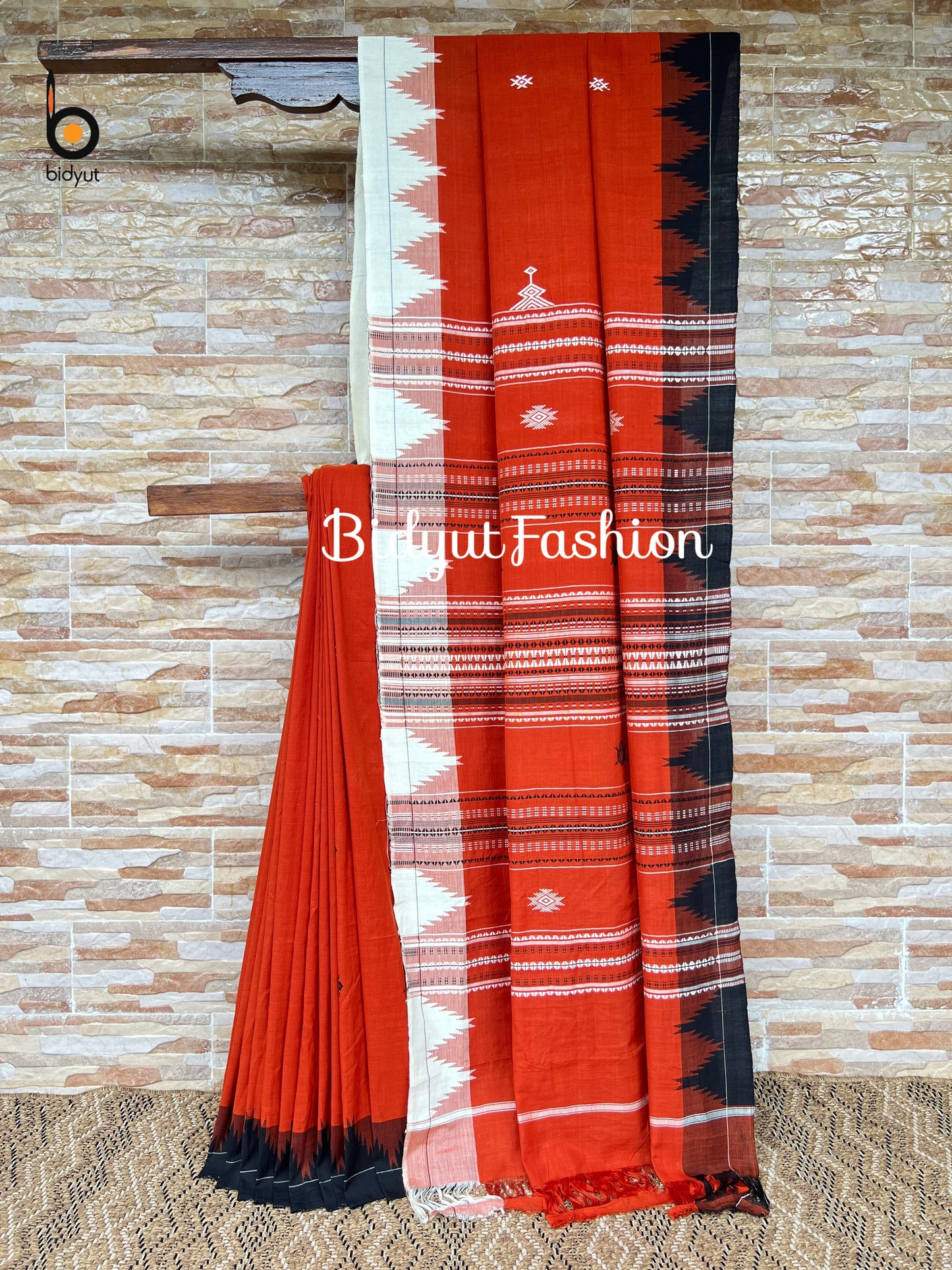 Handlooms of Odisha Kotpad Tribal Cotton Saree in Orange Color