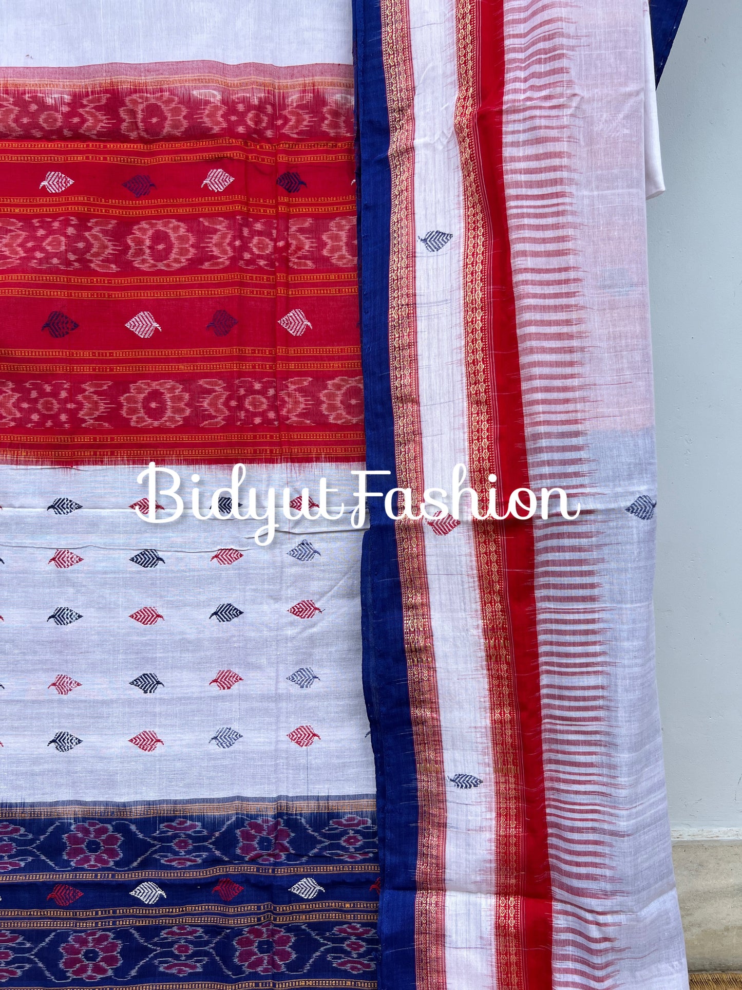 Odisha handloom Bomkai Cotton Saree white color
