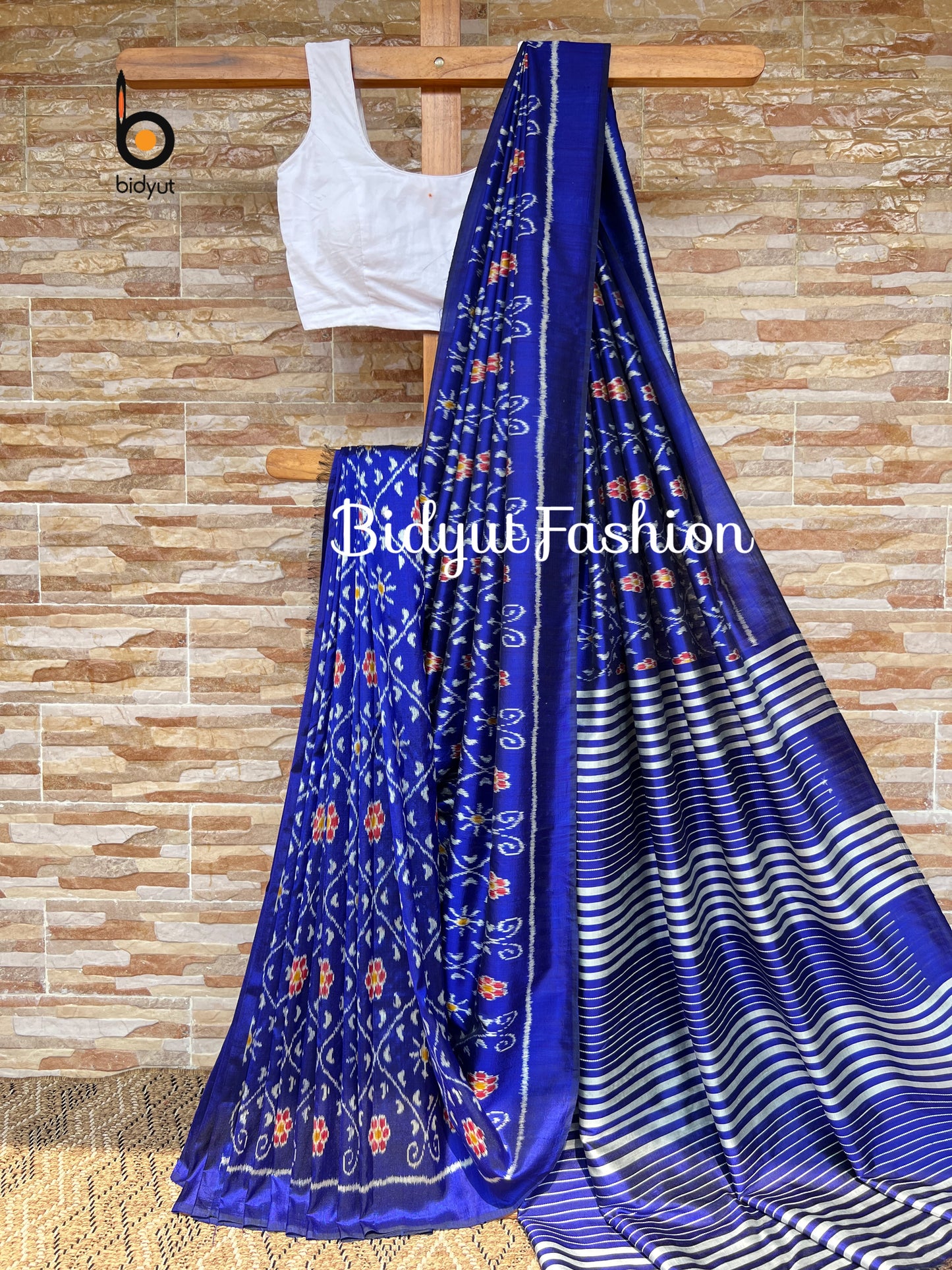 Handlooms of Odisha Nuapatna Ikat Silk Saree blue color