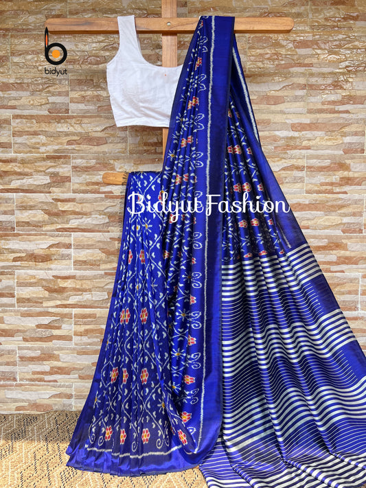 Handlooms of Odisha Nuapatna Ikat Silk Saree blue color