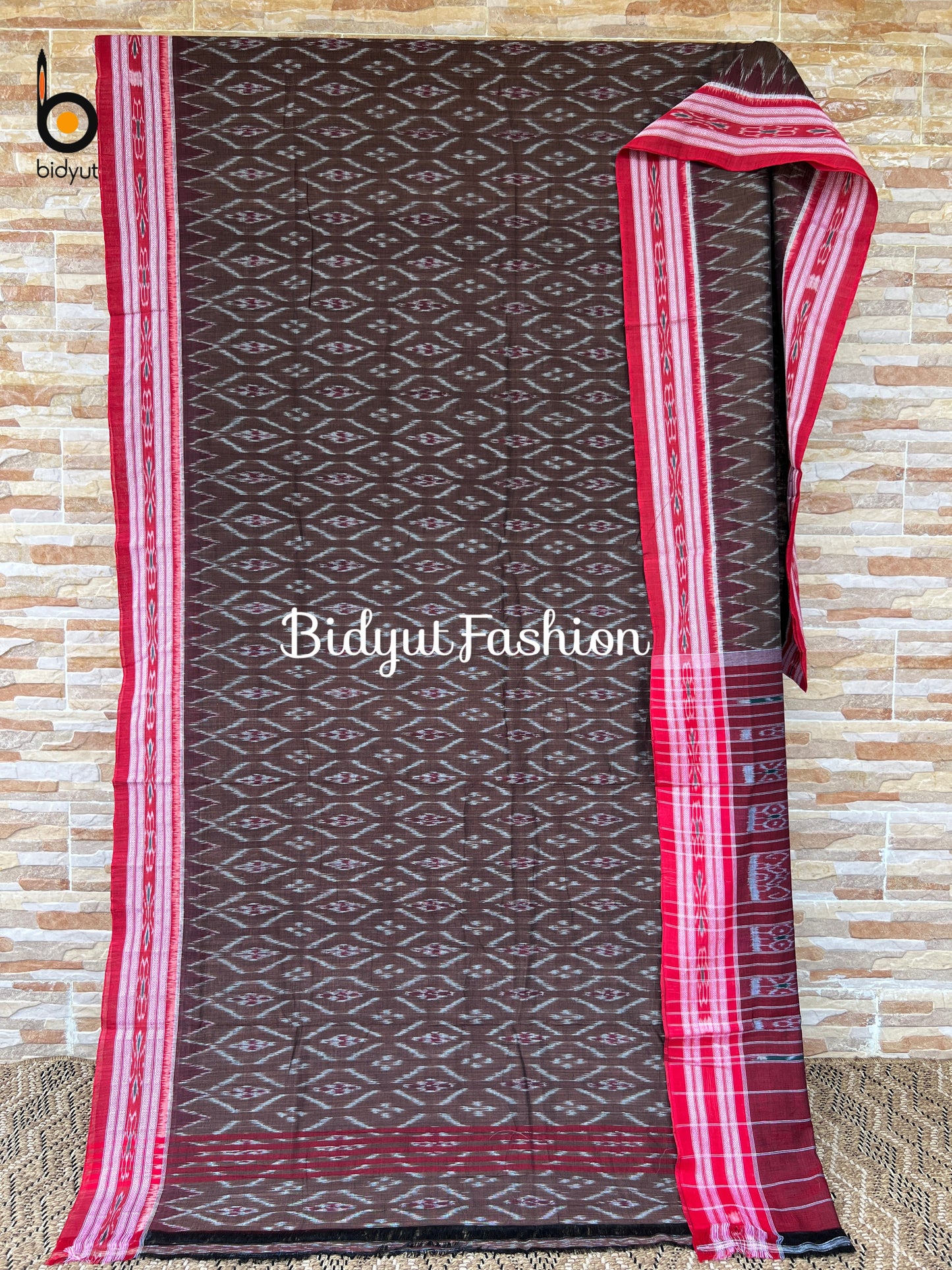 Handlooms of Odisha Maniabandha Nuapatna Ikat Cotton Saree Grey Color