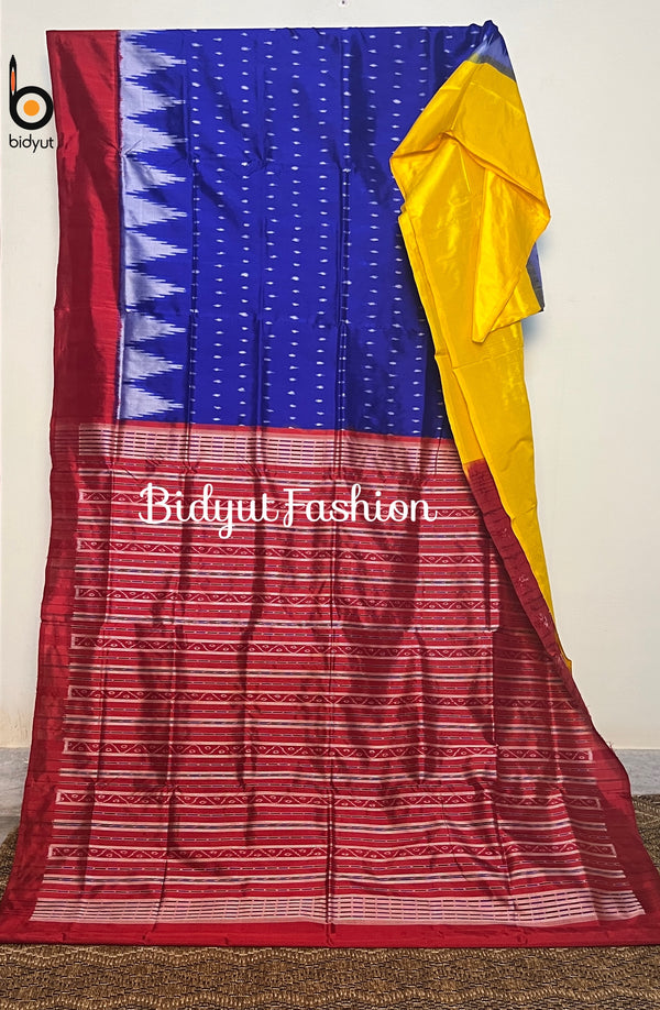Exquisite blue Color Odisha Handloom Sambalpuri Ikat Silk Saree | Authentic Craftsmanship and Elegance | Bidyut Fashion House - Bidyut Fashion