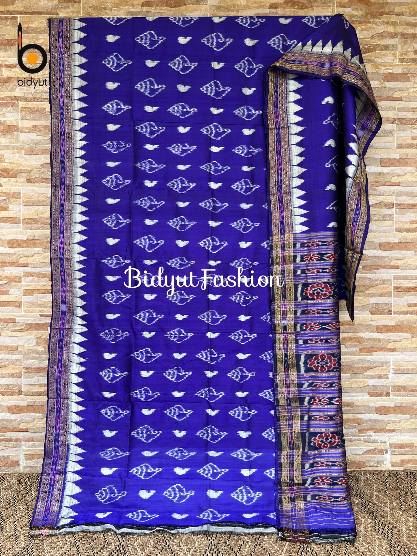 Handlooms of Odisha Nuapatna Khandua Ikat Silk Saree Blue Color