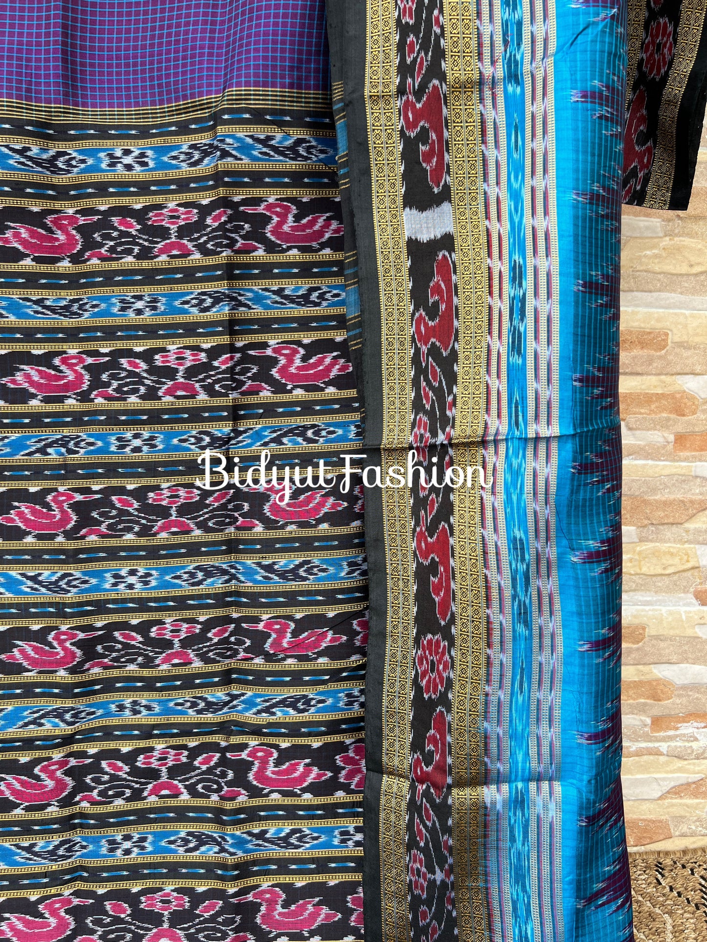 Handlooms of Odisha Sachipar Nuapatna Khandua Ikat Silk Sarees Purple color