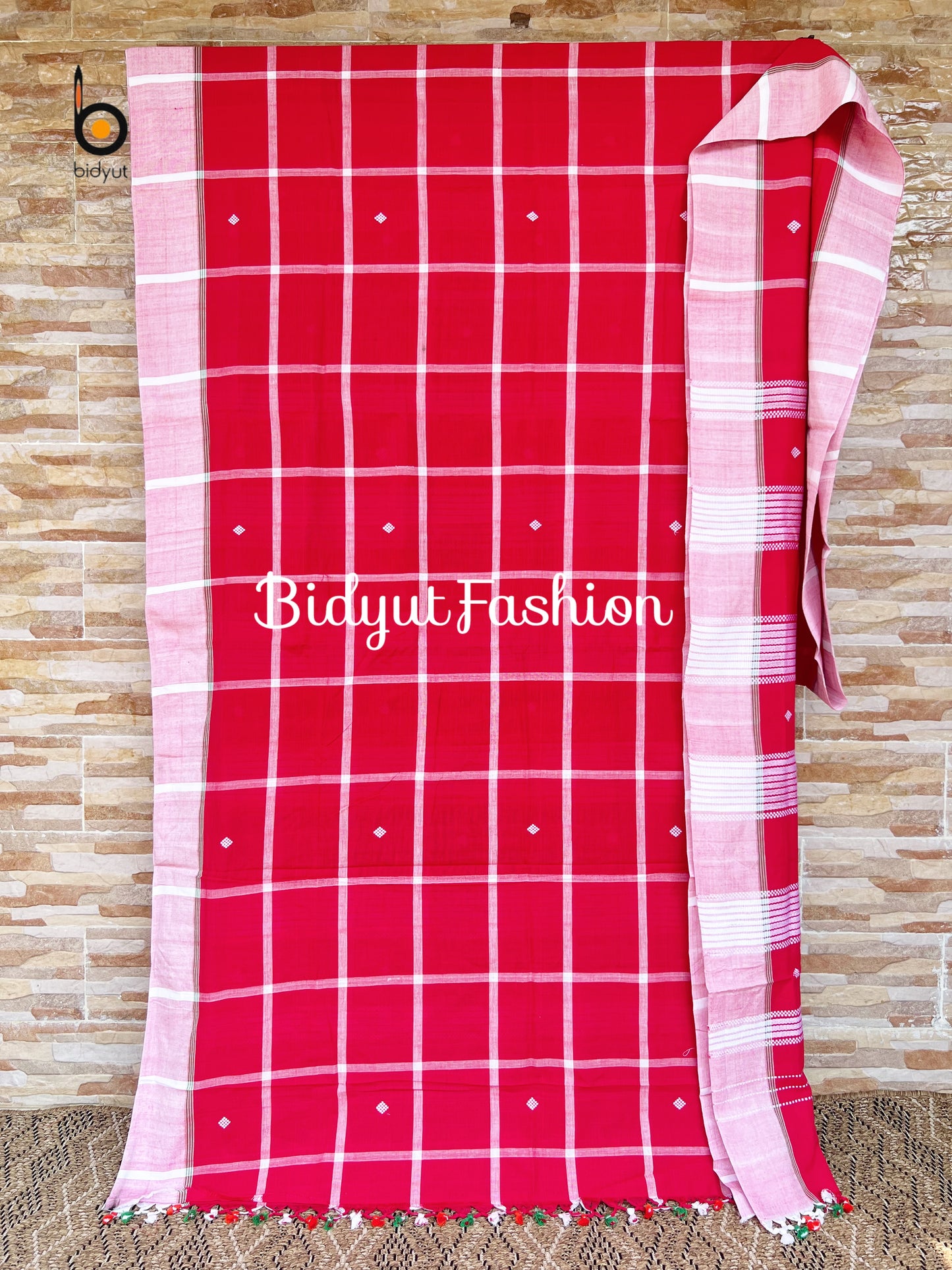 Handlooms of Odisha Santhal Tribal Cotton Sarees Red color