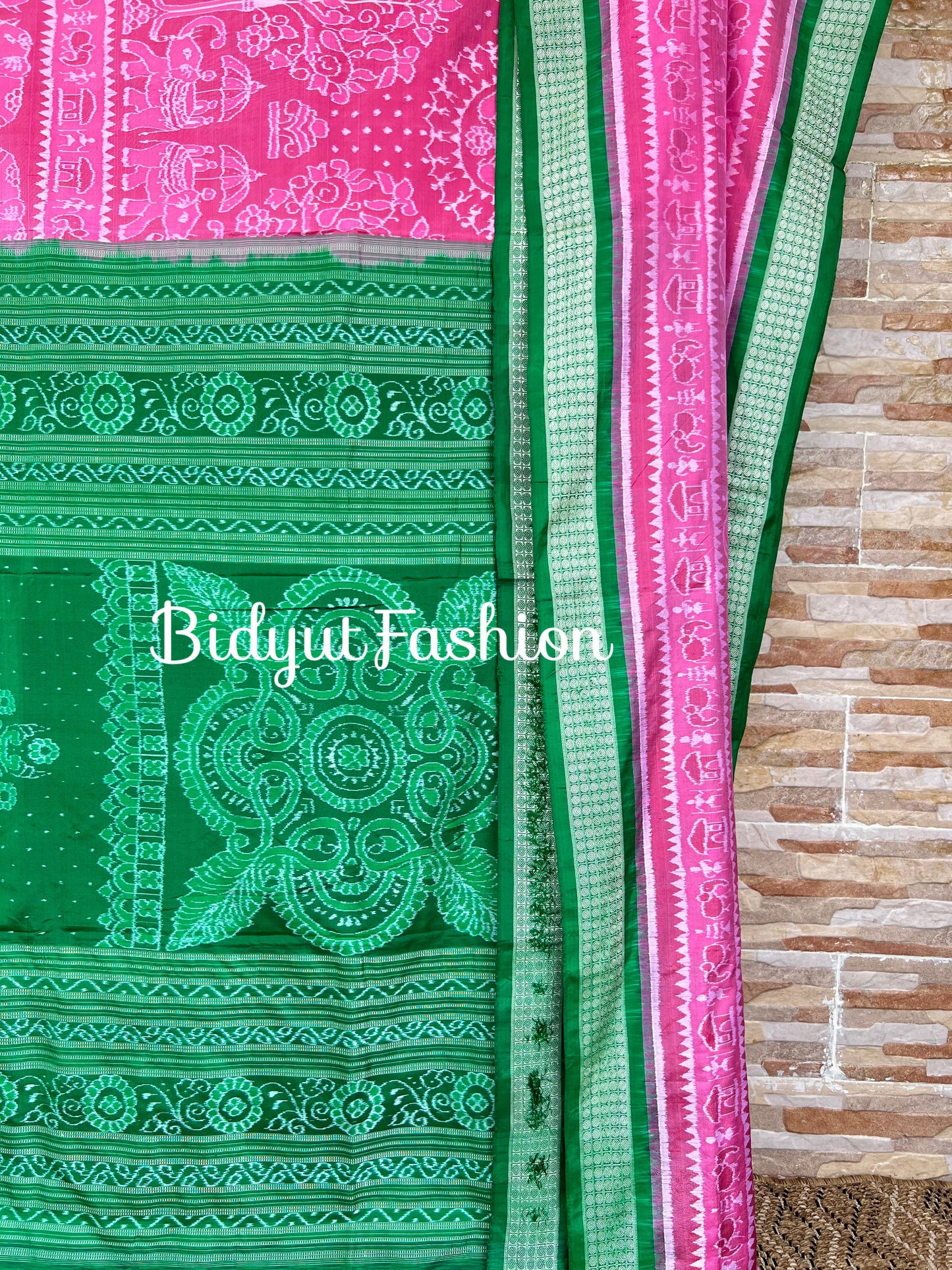 Handlooms of Odisha Sambalpuri Ikat Silk Saree Pink color