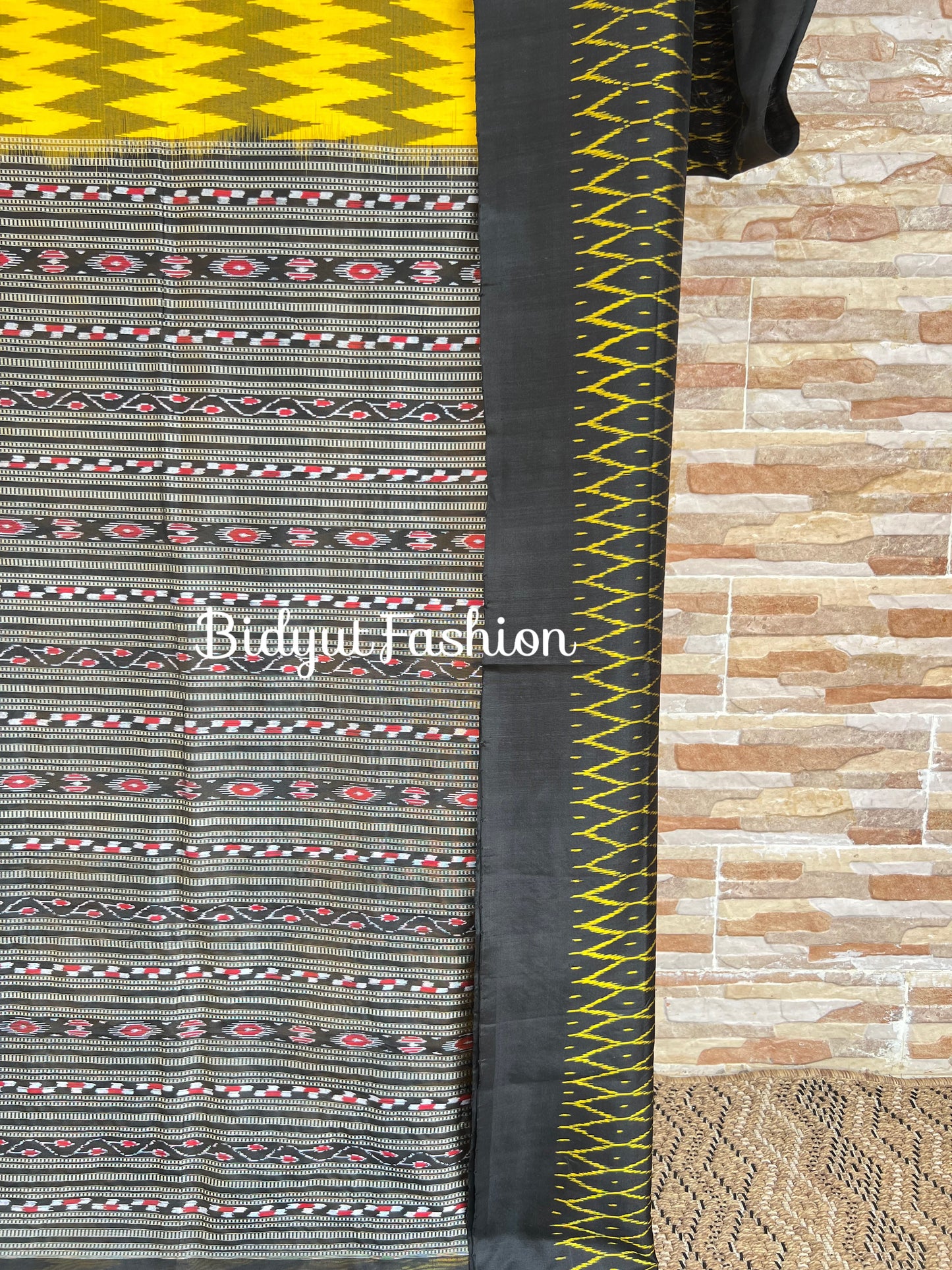 Handlooms of Odisha Sambalpuri Ikat Silk Saree Yellow color