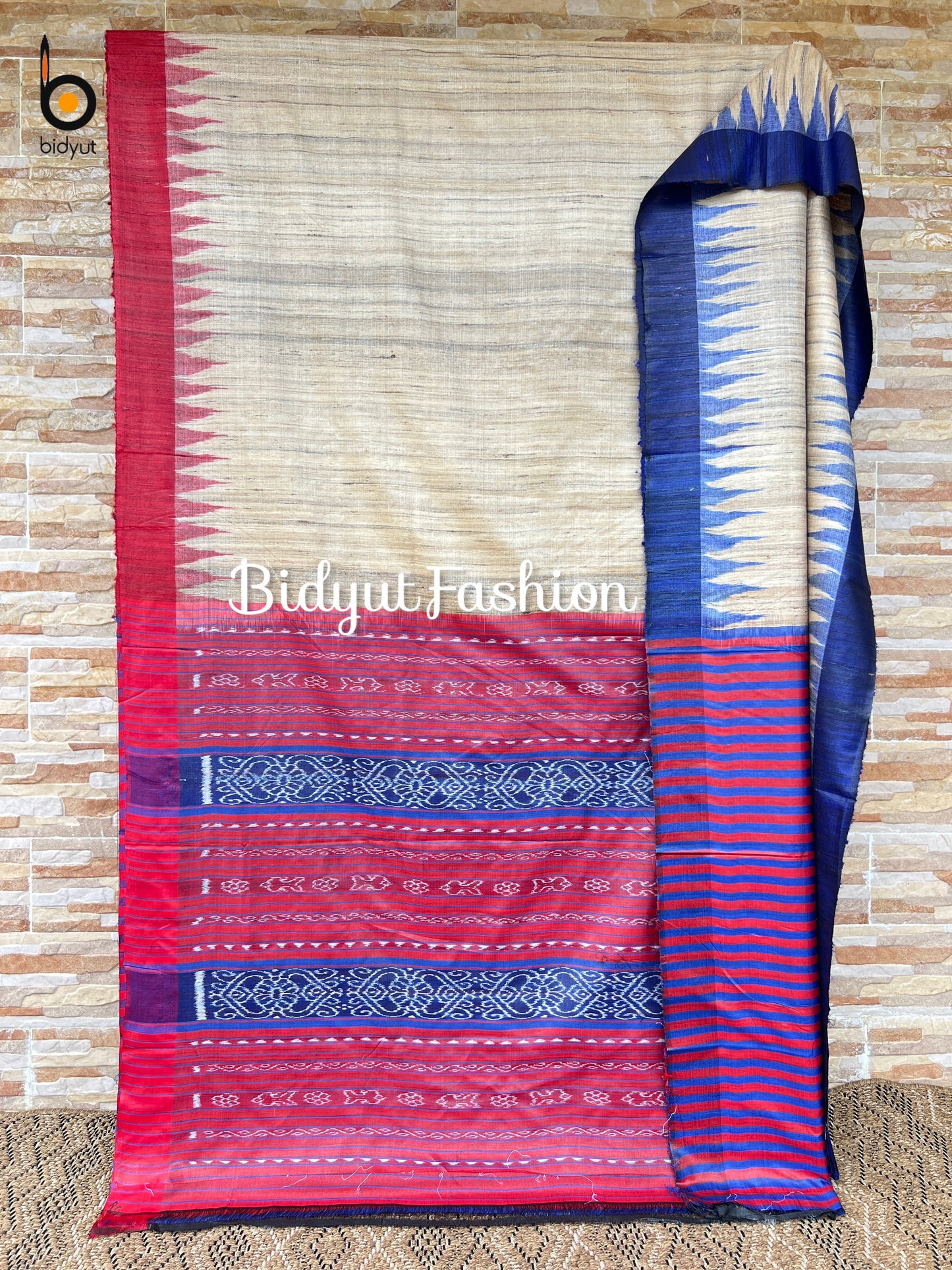 Gopalpur Ghicha Tussar Silk Saree - Odisha Ikat Handloom Beige color