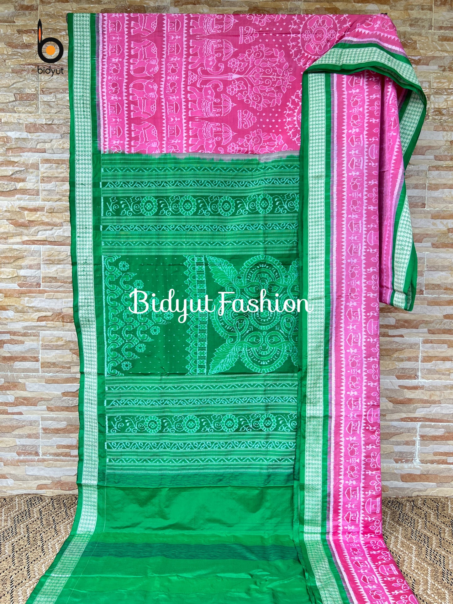 Handlooms of Odisha Sambalpuri Ikat Silk Saree Pink color