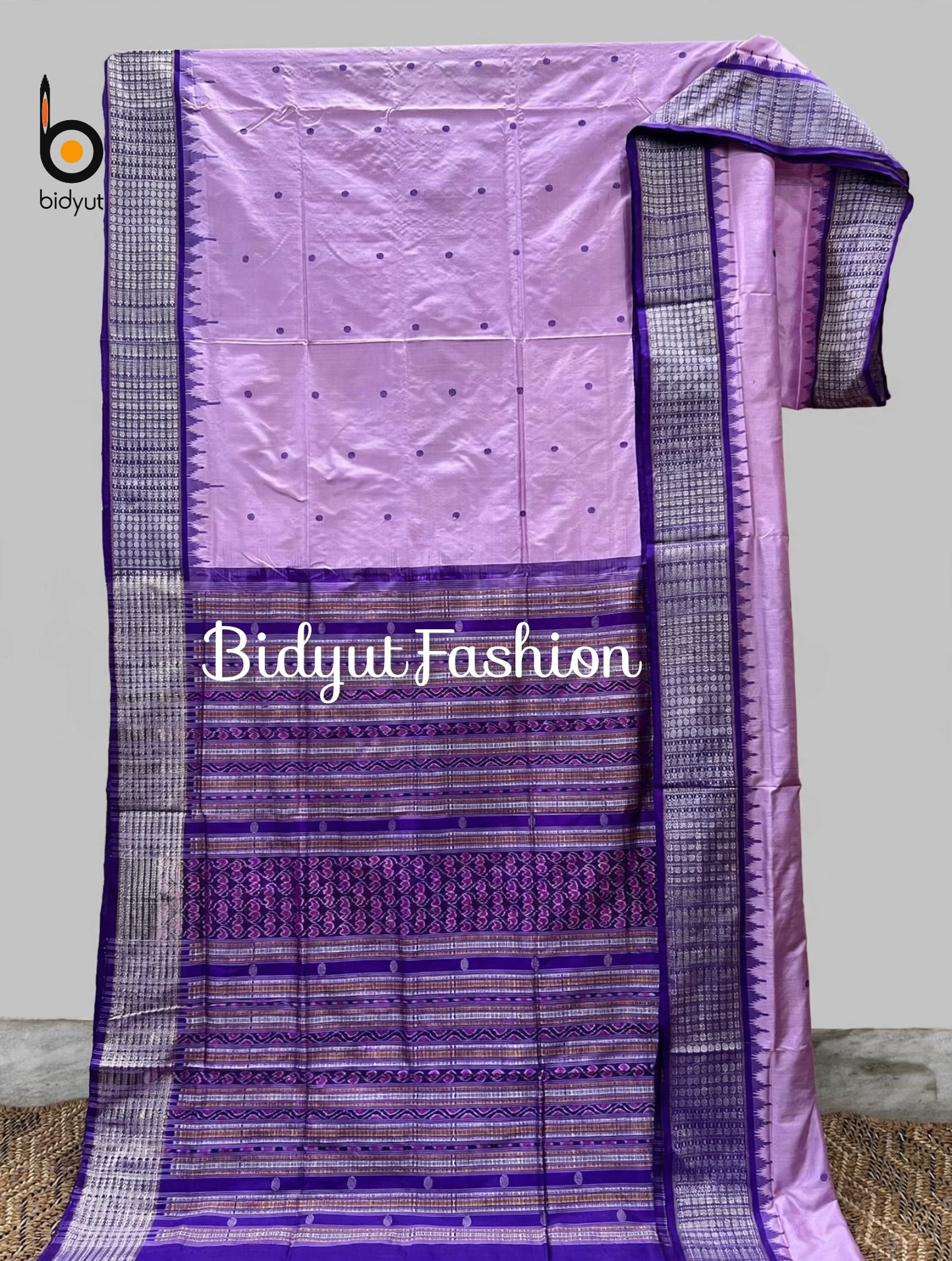 Masterpiece of Odisha handloom Dasphulia Silk Saree lavender color | Bomkai with Sambalpuri Ikat work