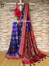 Odisha handloom Blue color Nabakothi Khandua Ikat Silk Saree