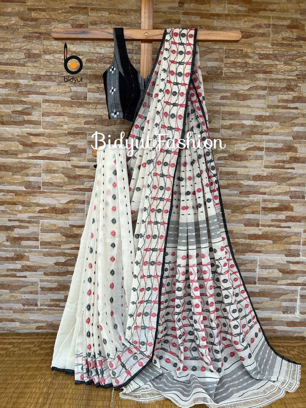 Dhakai Jamdani handloom Cotton Saree - Bidyut Fashion