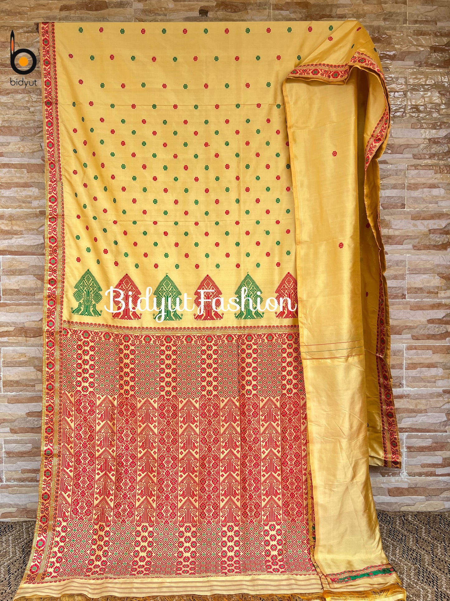 Handlooms of Assam Paat Silk Saree Beige Color